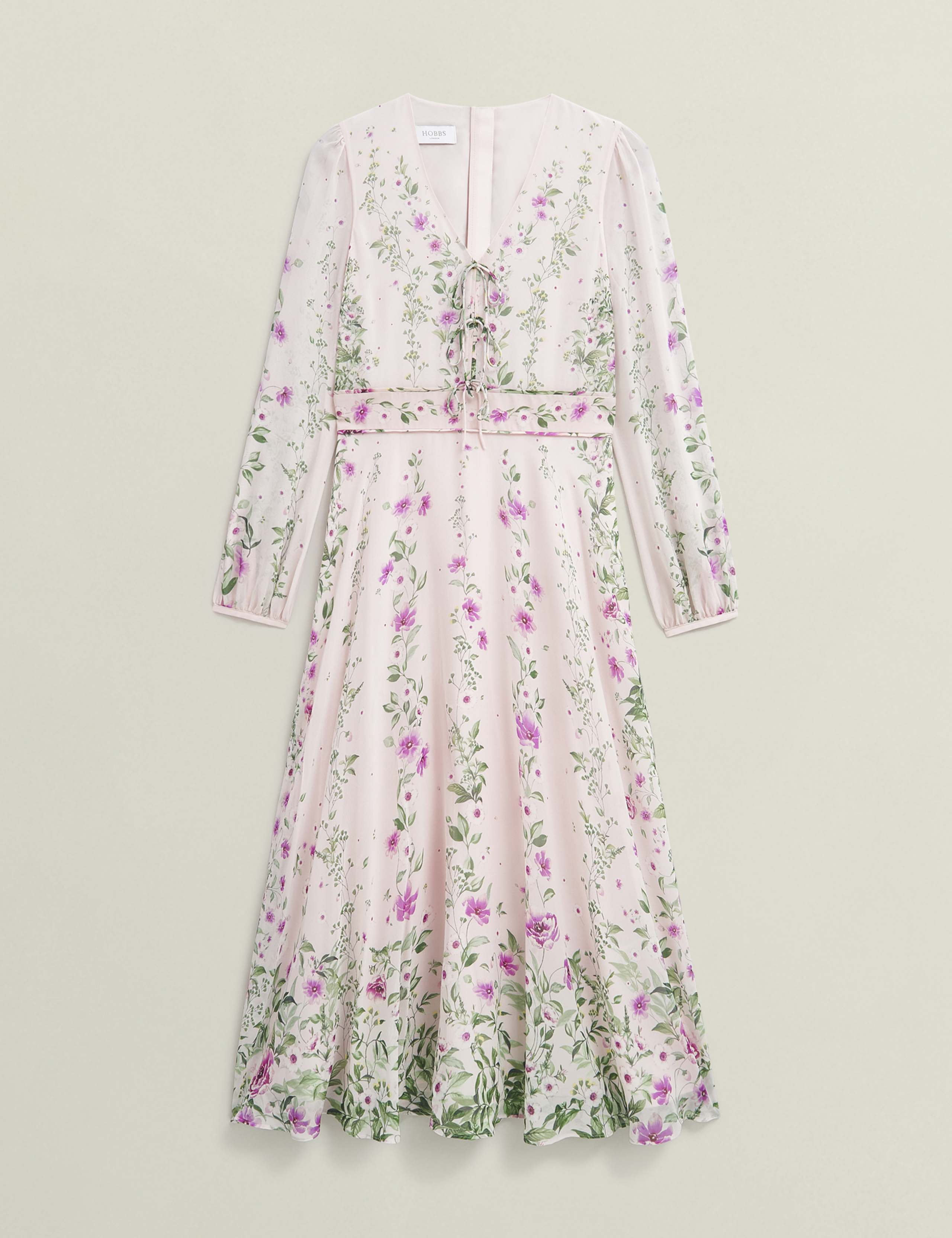 Silk Rich Floral V-Neck Midi Skater Dress 2 of 8