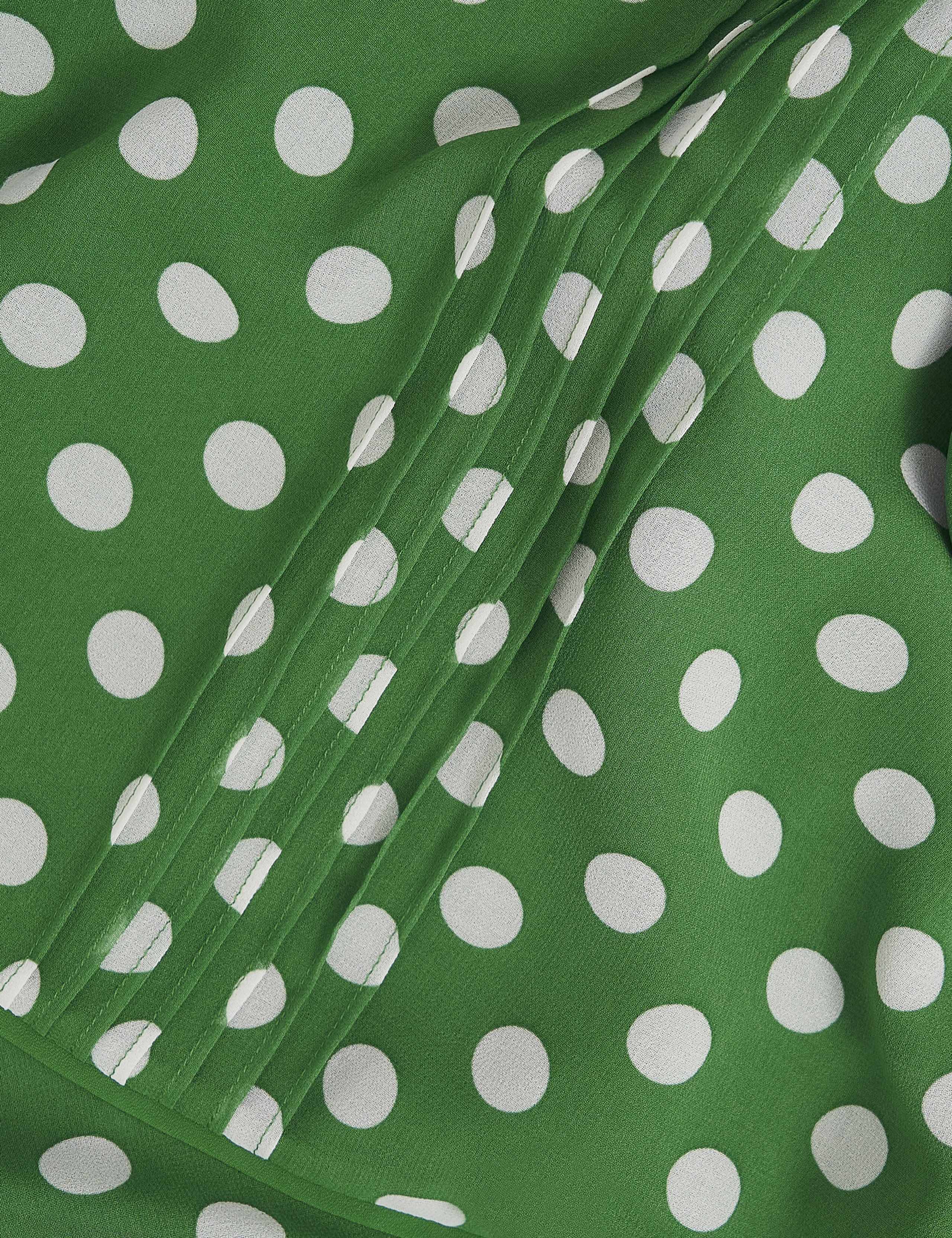 Polka Dot Puff Sleeve Midi Skater Dress 8 of 8
