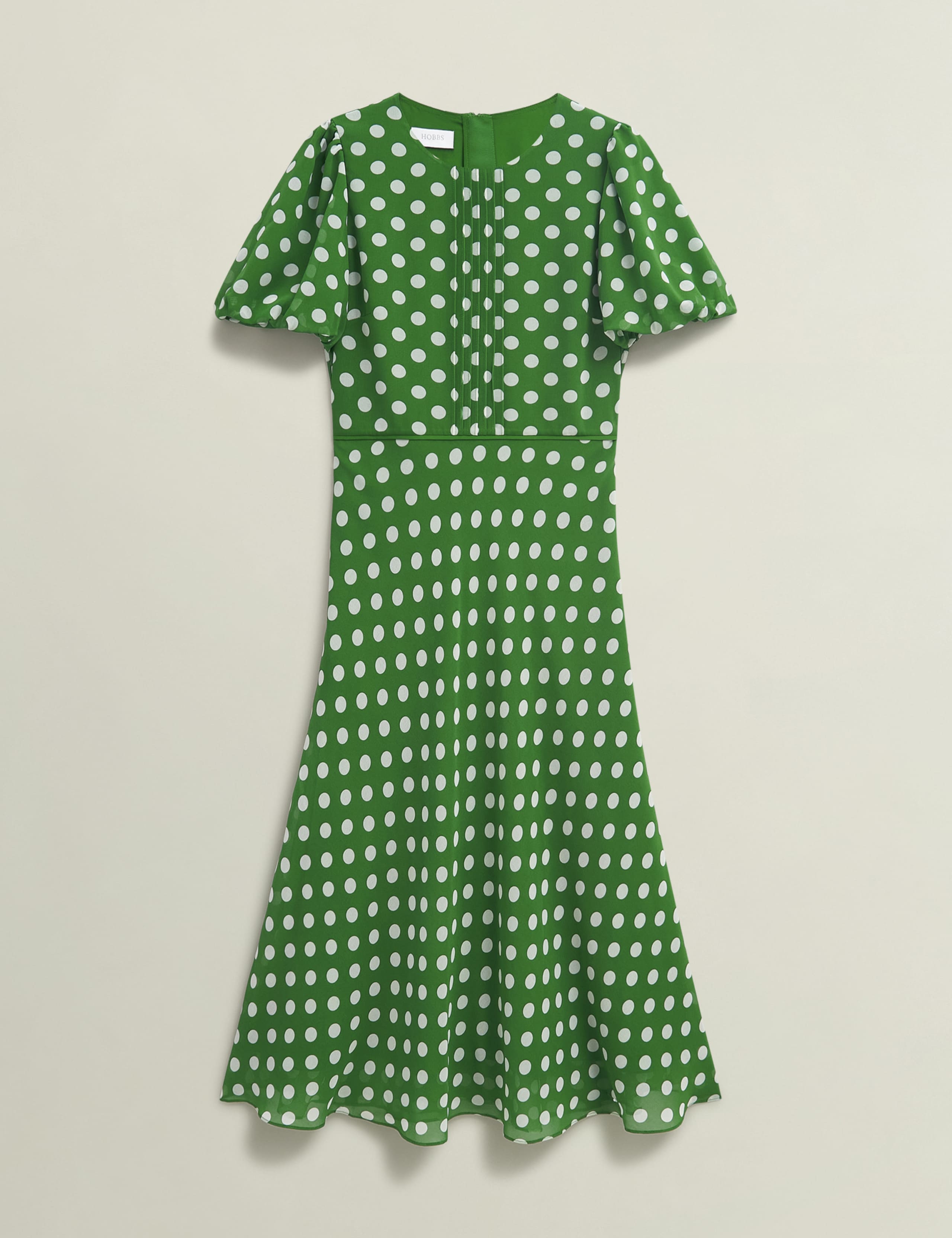 Polka Dot Puff Sleeve Midi Skater Dress 2 of 8