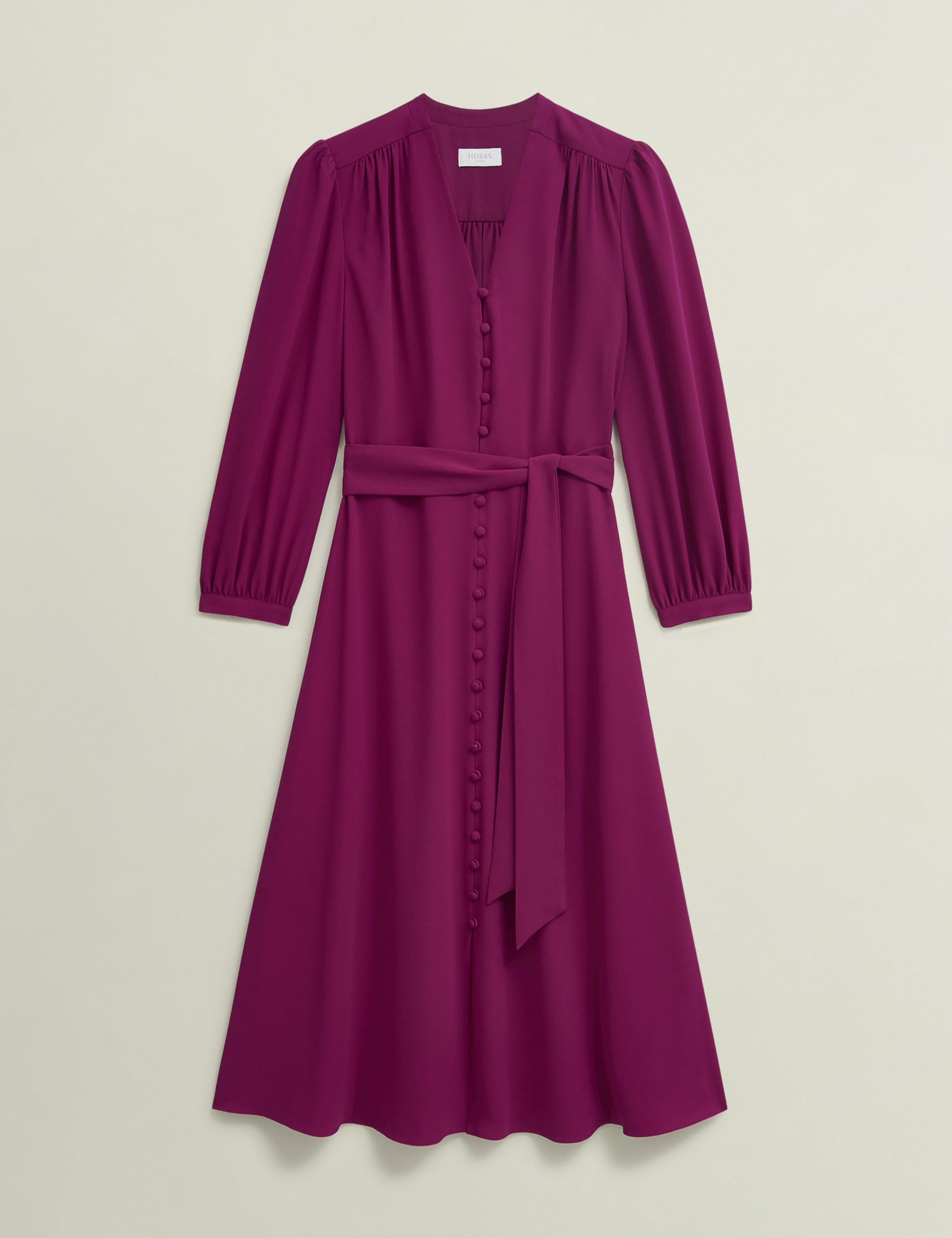 V-Neck Belted Midi Skater Dress 2 of 8