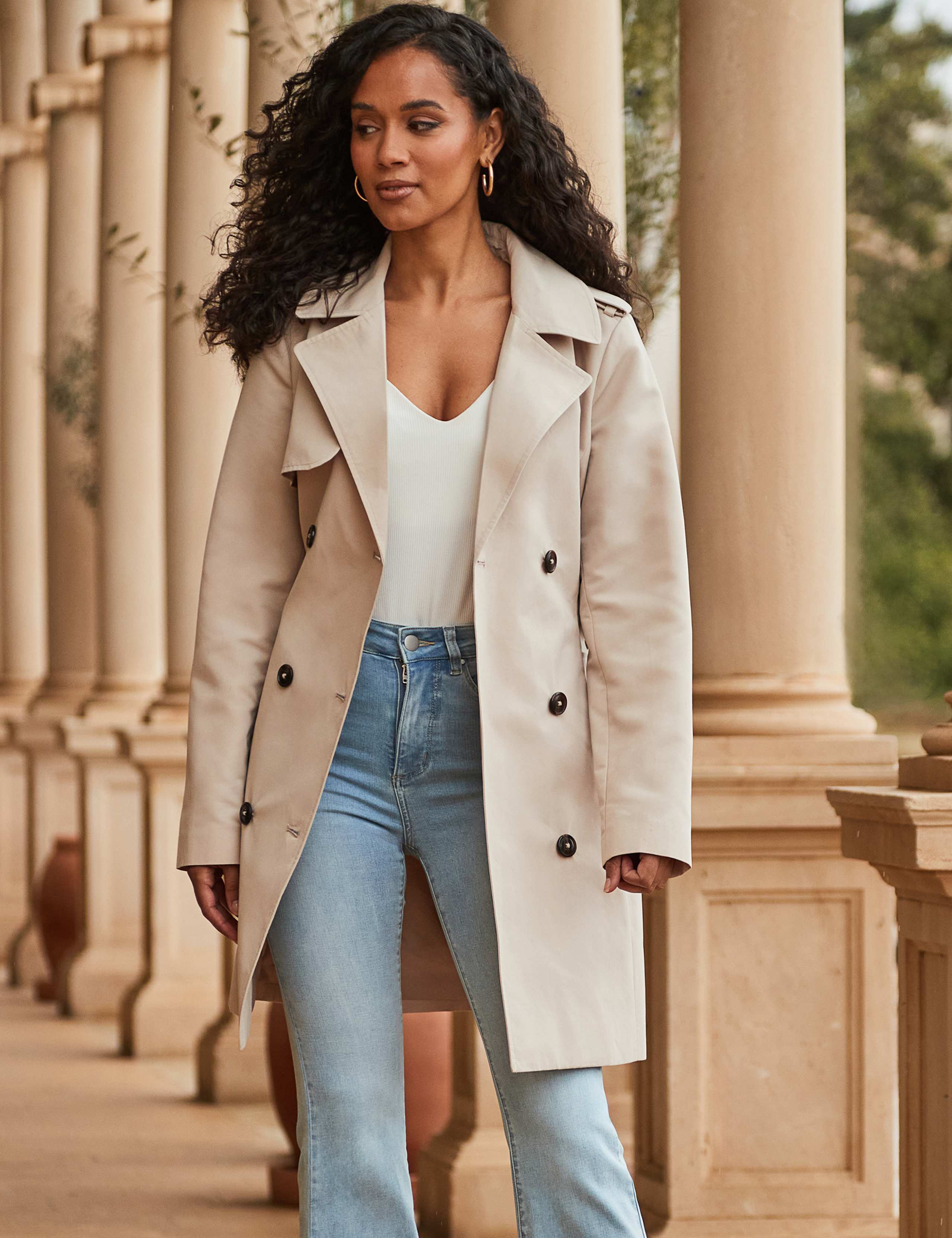 Double Breasted Longline Trench Coat 2 of 6