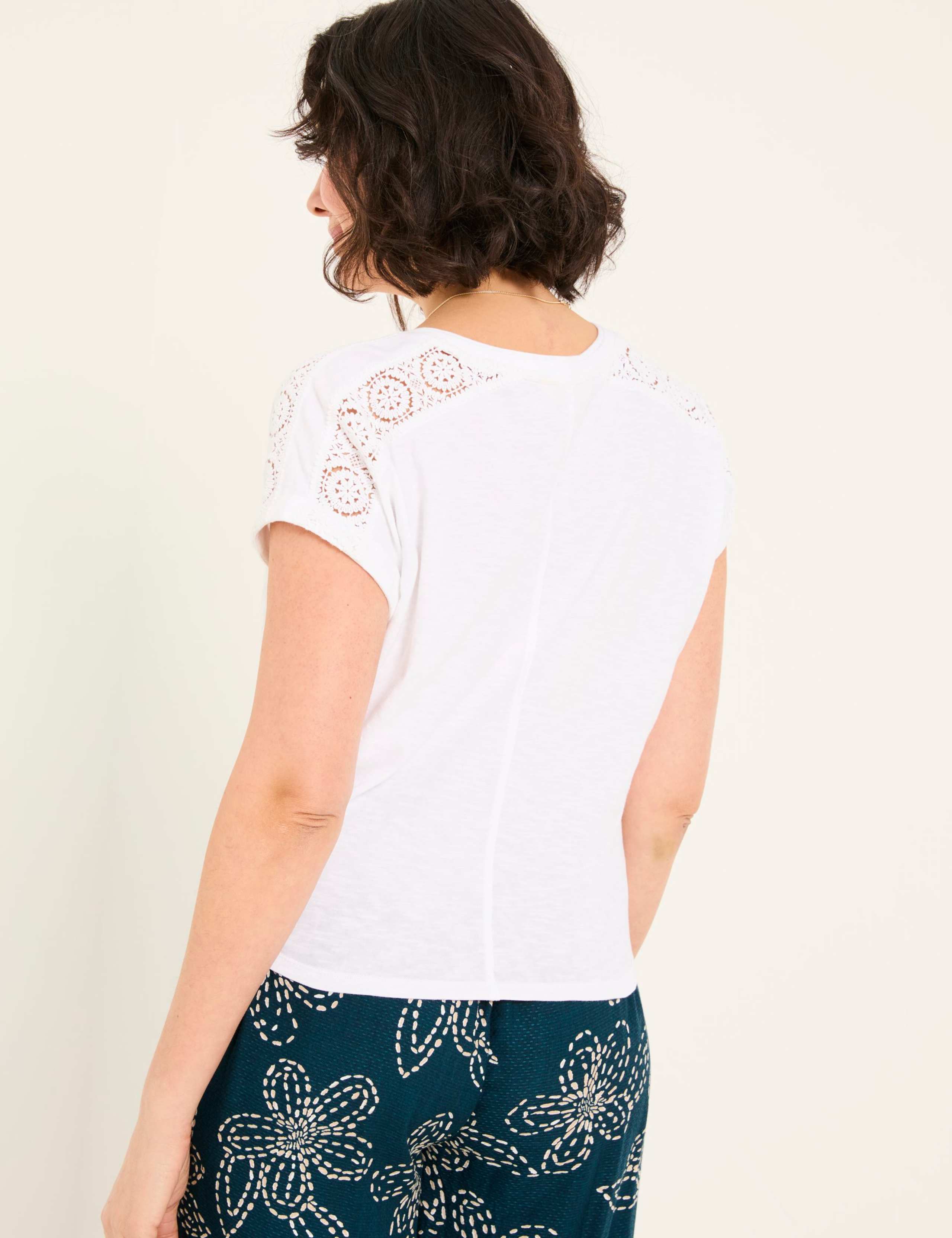 Pure Cotton Lace Detail Tie Front Top 3 of 6