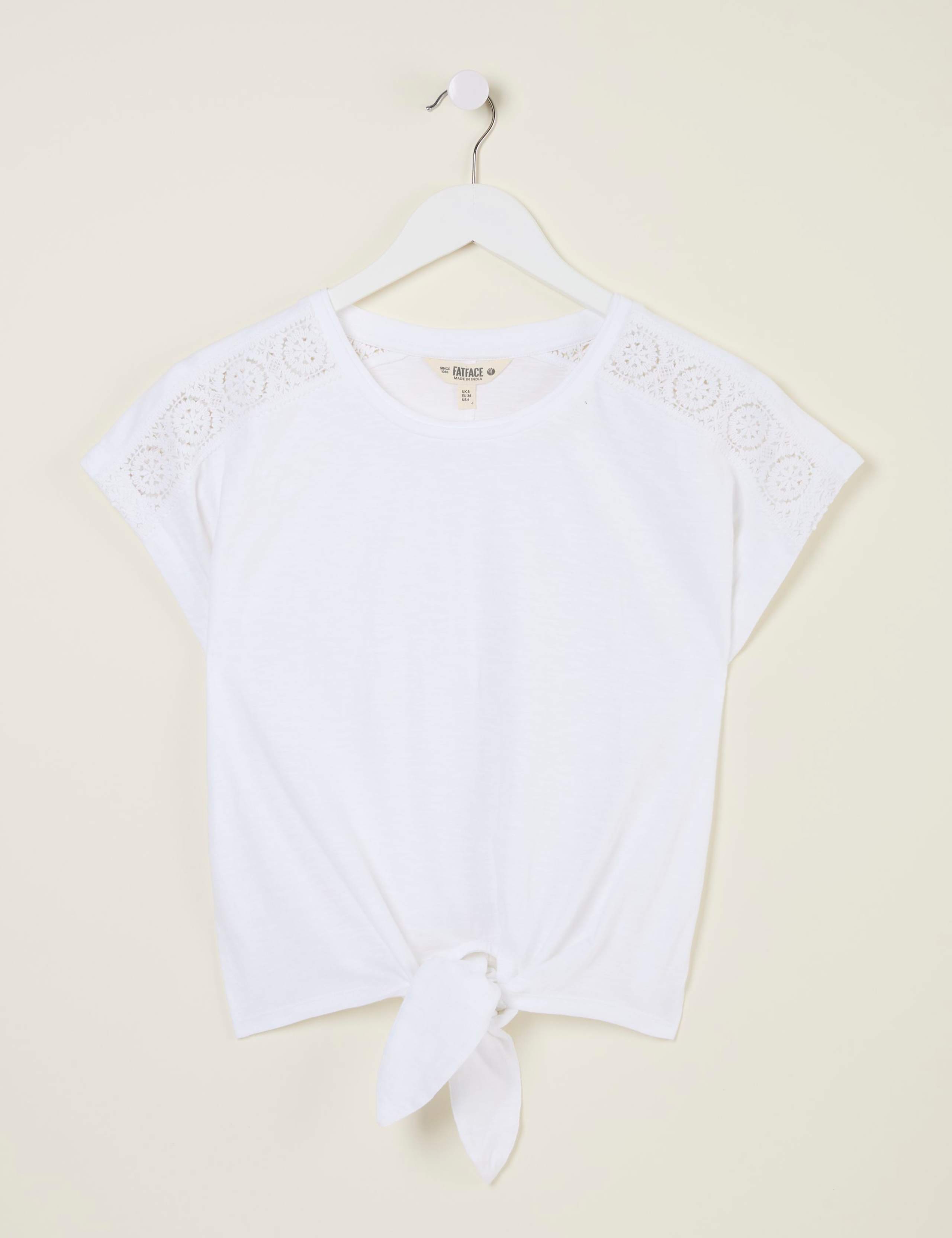 Pure Cotton Lace Detail Tie Front Top 2 of 6