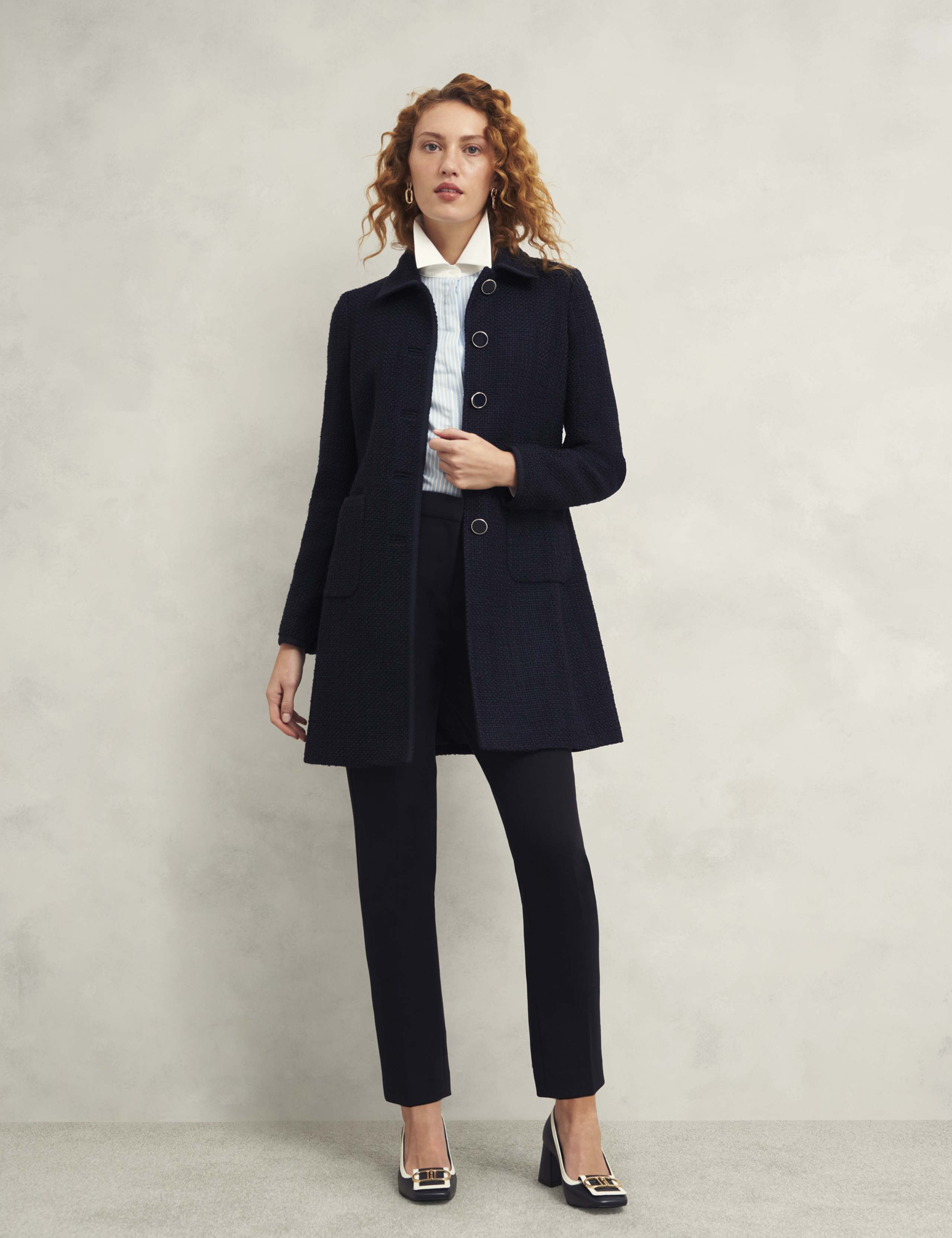 Tweed Longline Tailored Coat with Wool 3 of 6