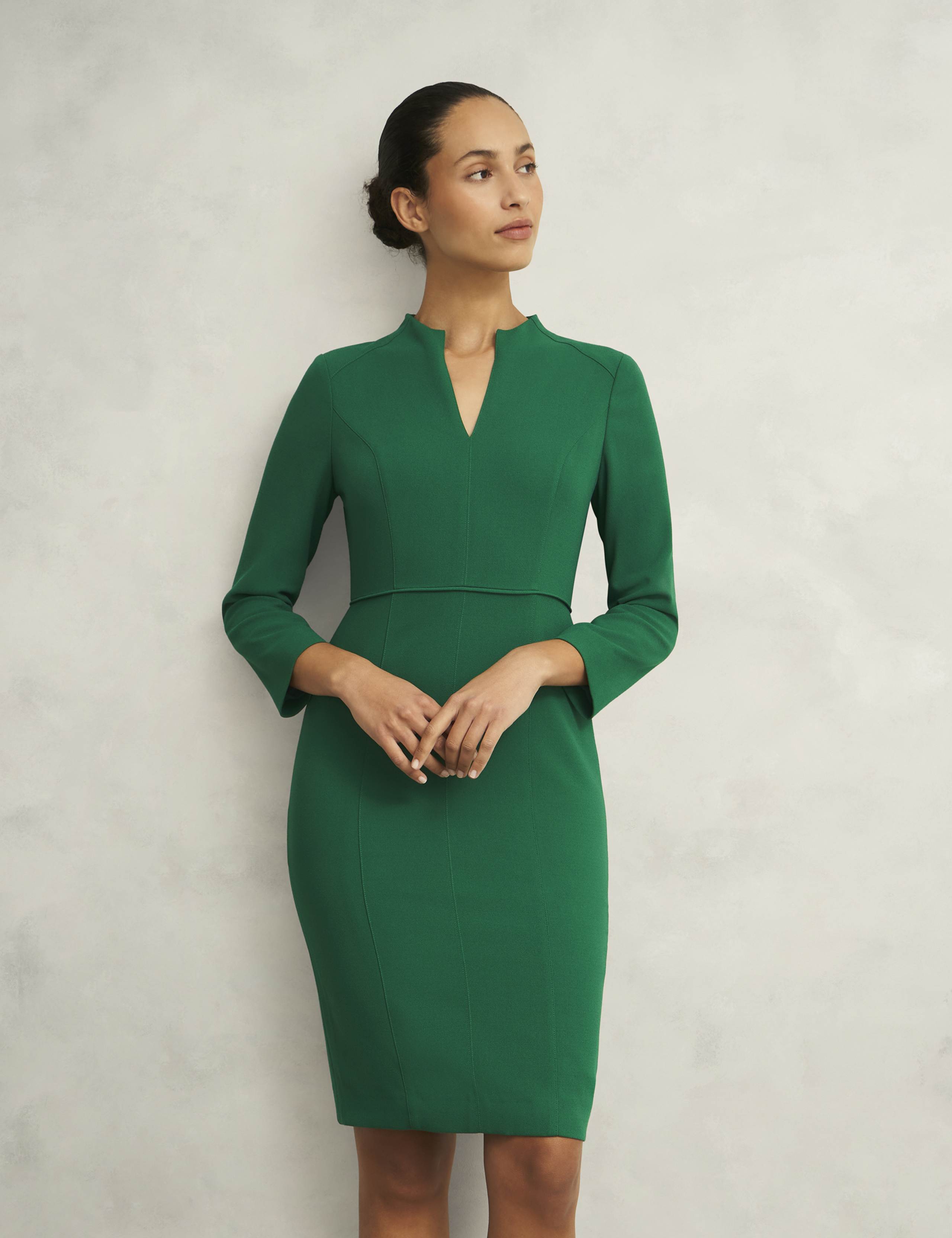 V-Neck Knee Length Shift Dress 3 of 6