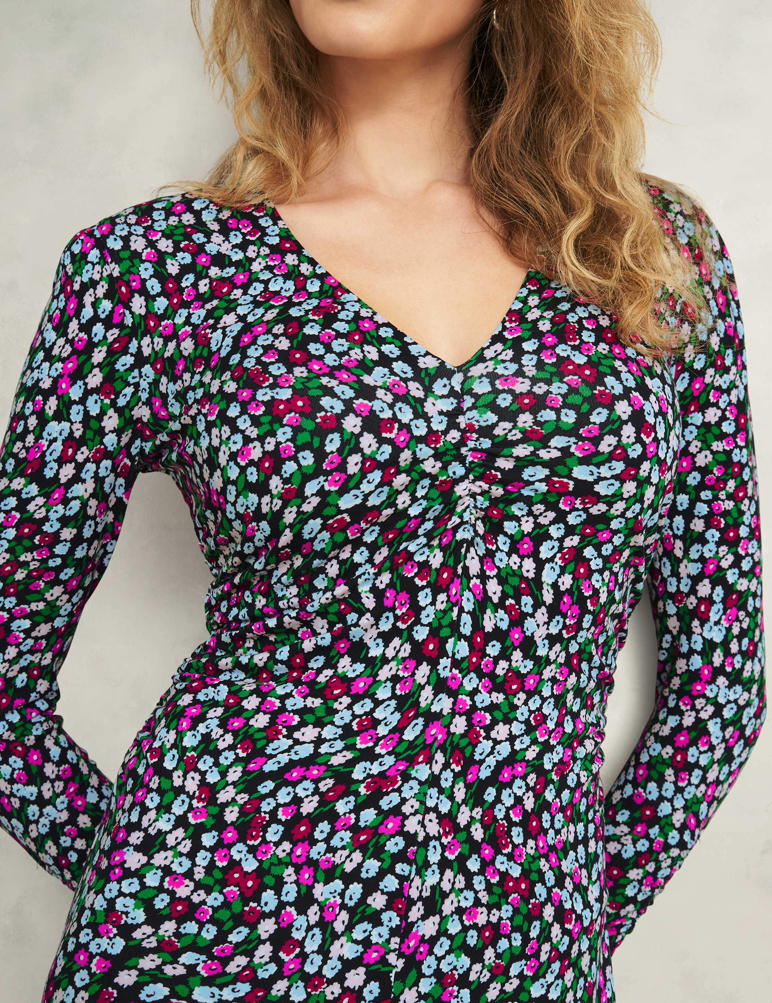 Jersey Floral Midi Skater Dress 3 of 7