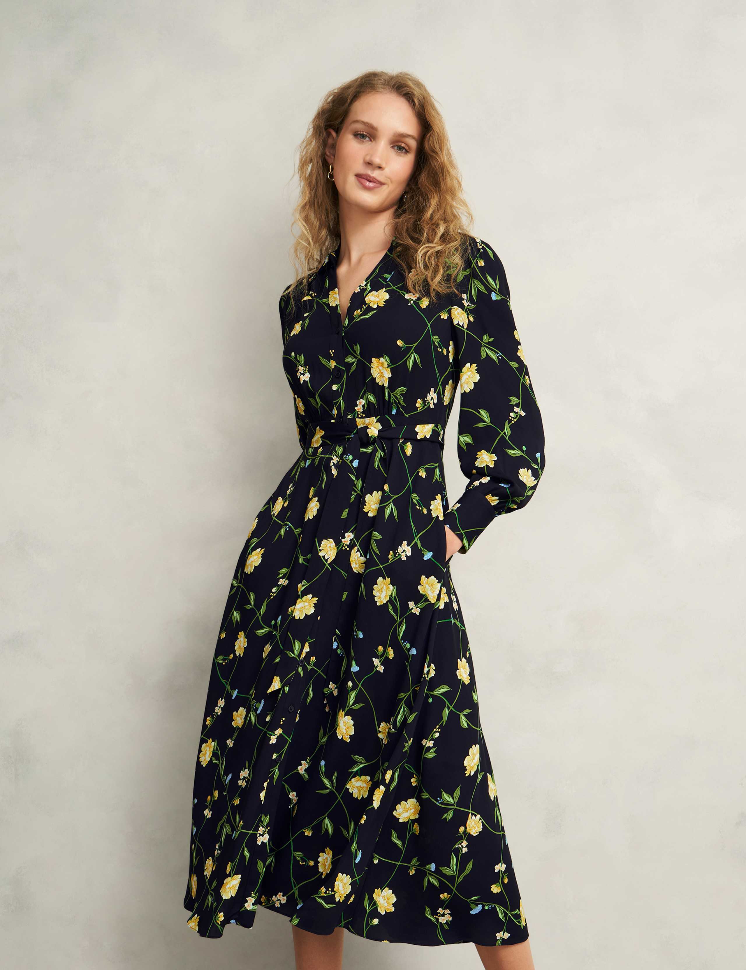 Button Through Tie Waist Midi Shirt Dress 5 of 10