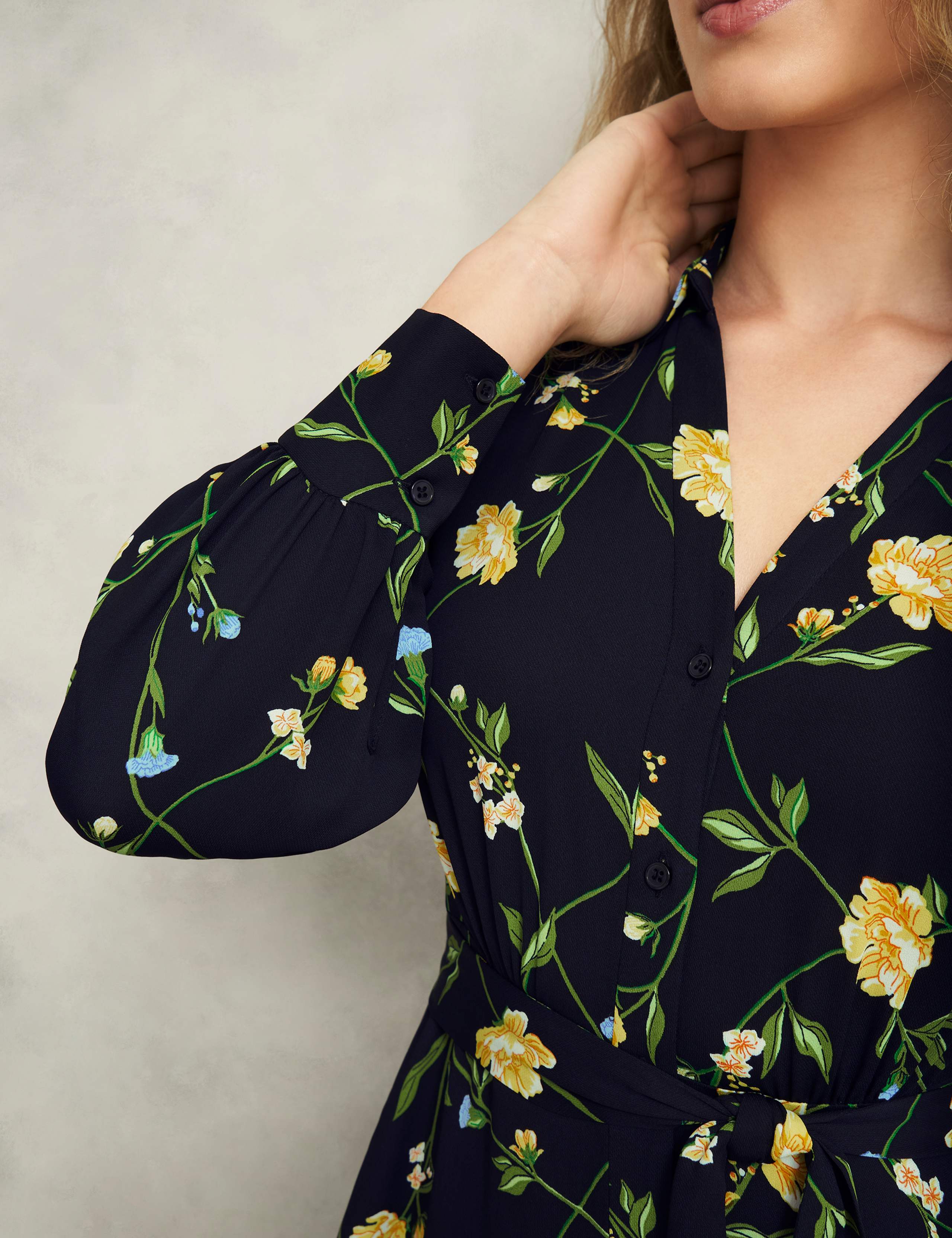 Button Through Tie Waist Midi Shirt Dress 7 of 10