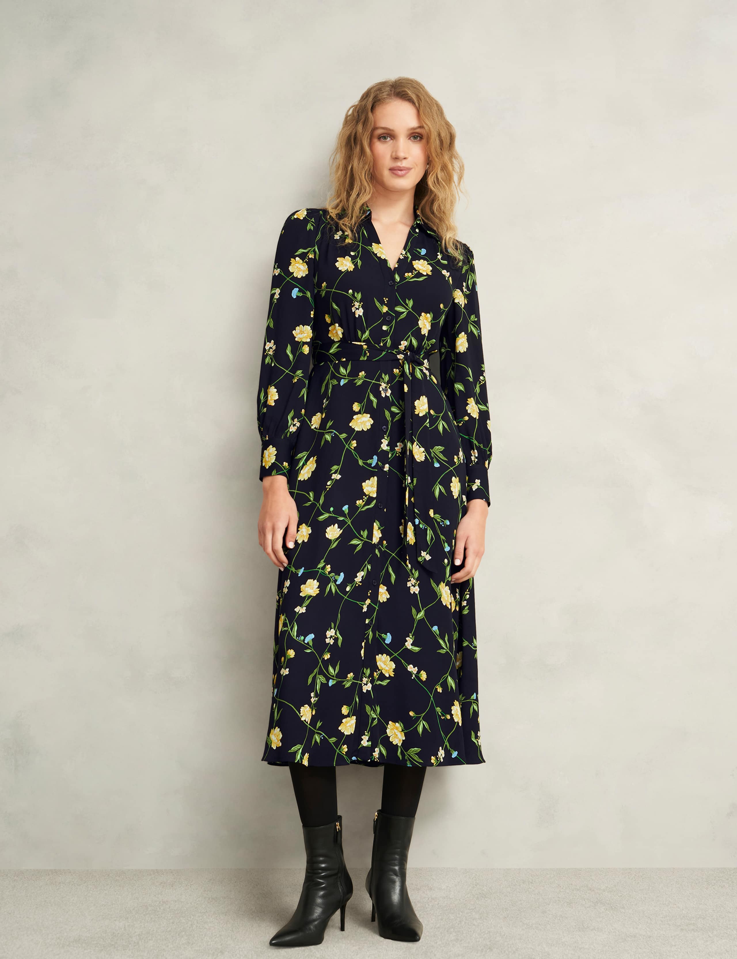 Button Through Tie Waist Midi Shirt Dress 8 of 10