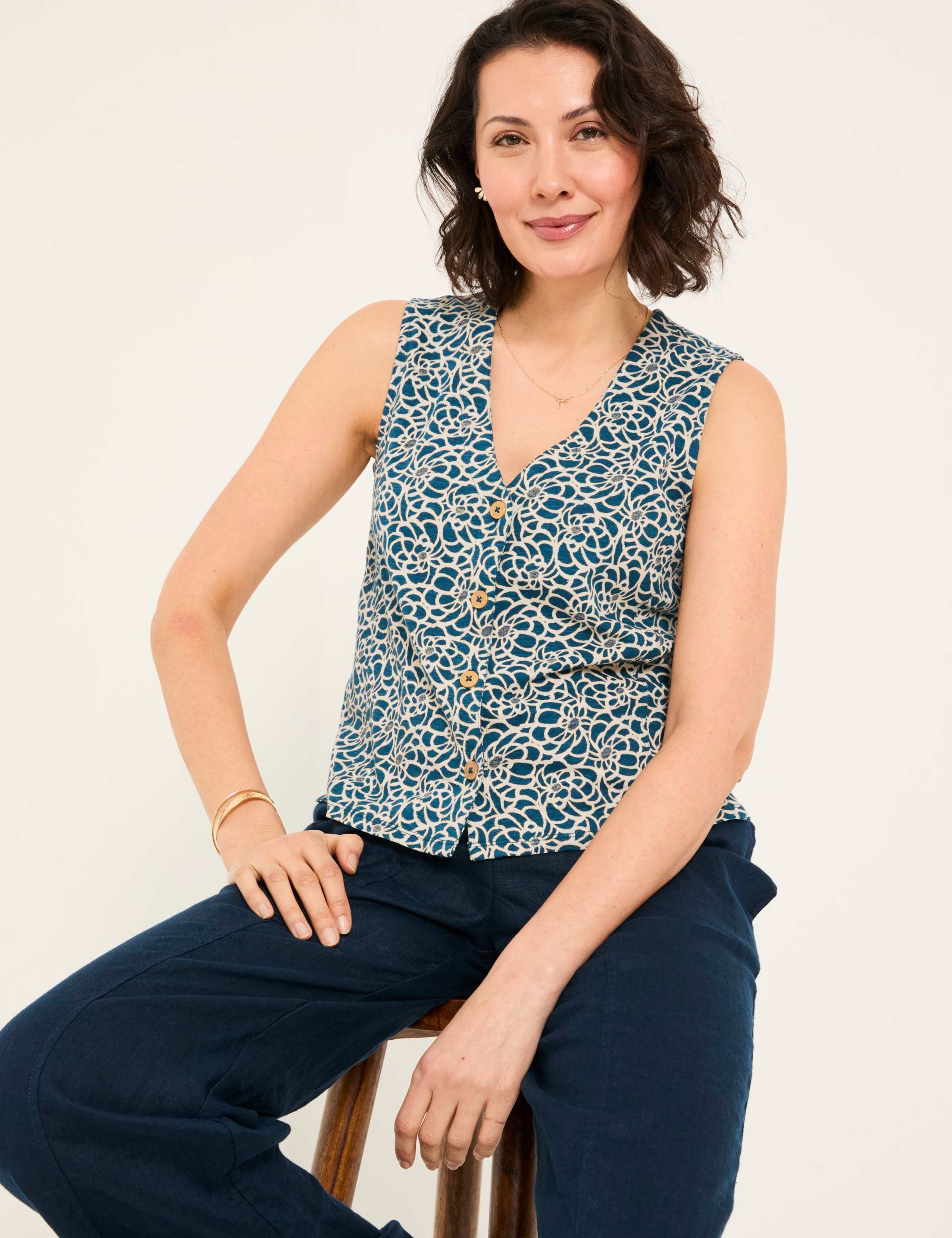 Cotton Rich Printed Waistcoat 5 of 6
