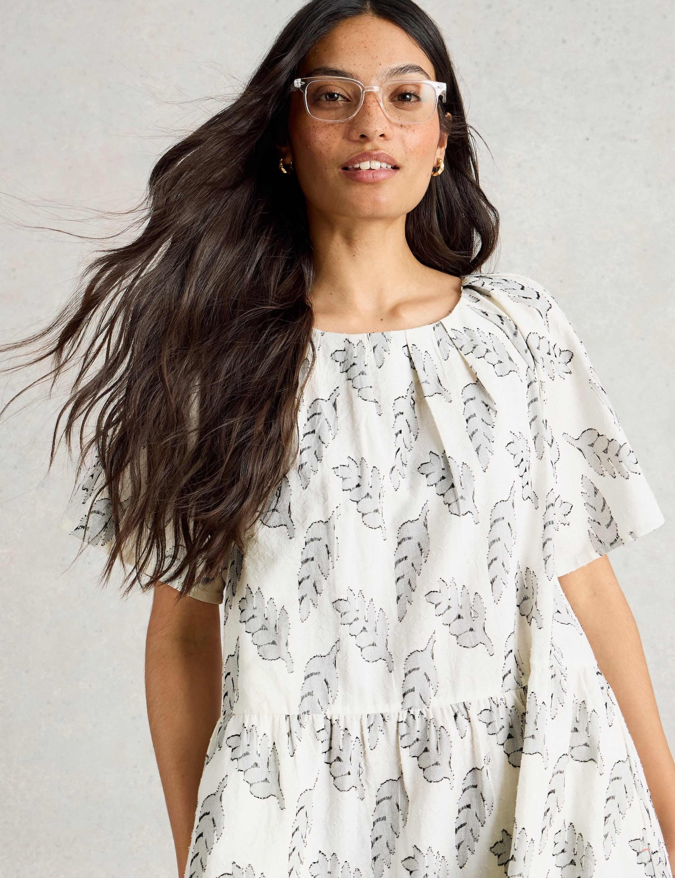 Pure Cotton Jacquard Midi Tiered Dress 4 of 6