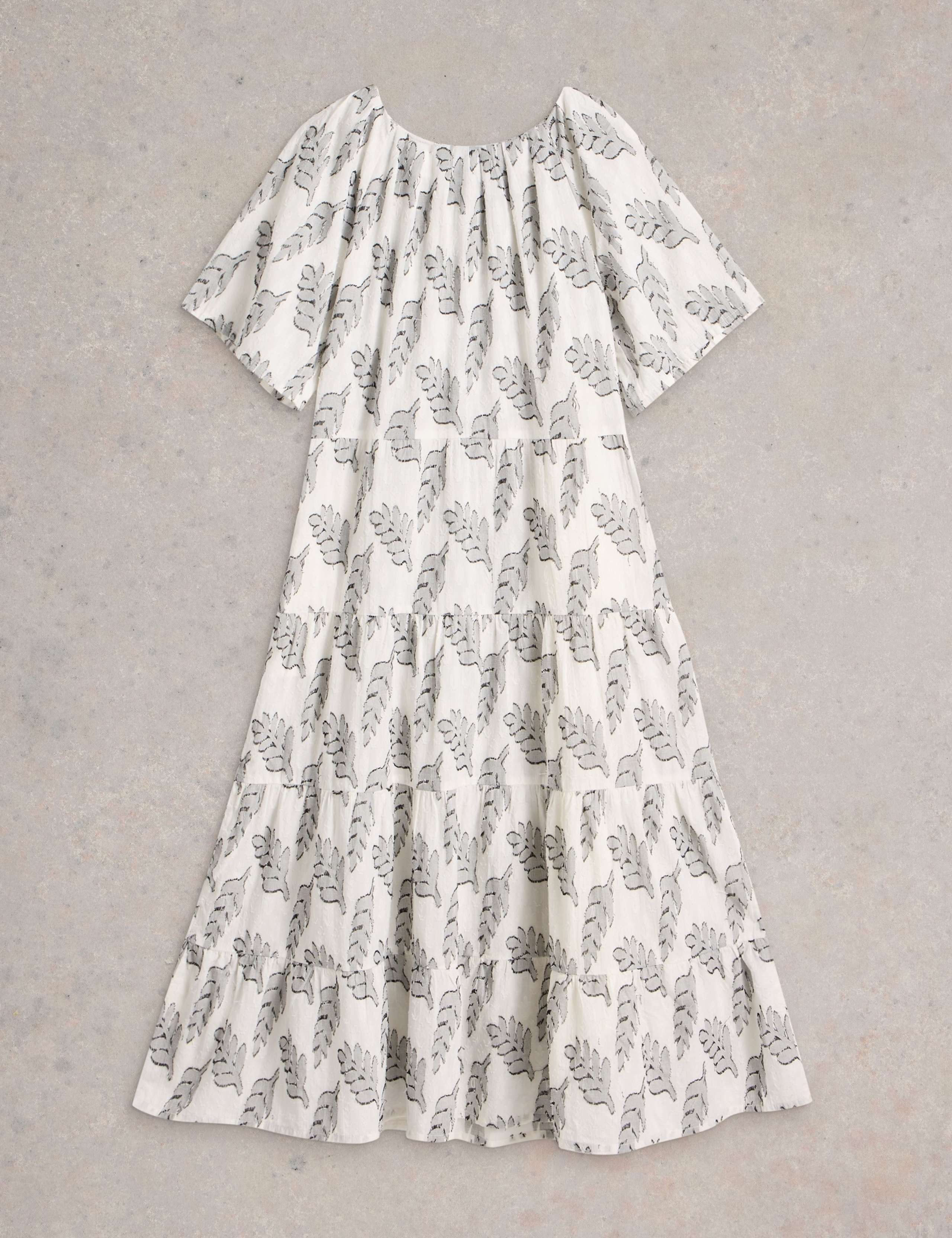Pure Cotton Jacquard Midi Tiered Dress 2 of 6