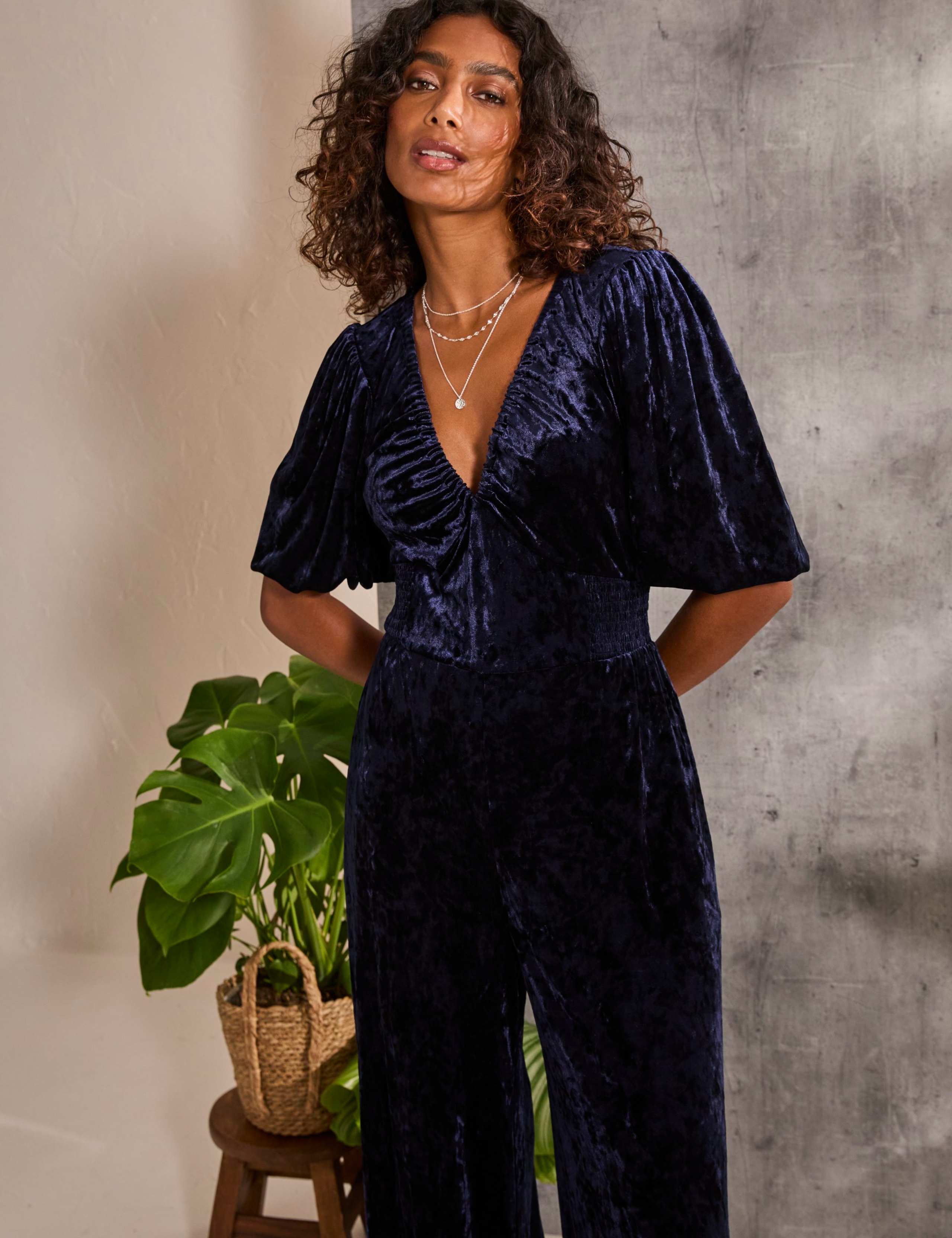 Velvet Short Sleeve Wide Leg Jumpsuit 6 of 6