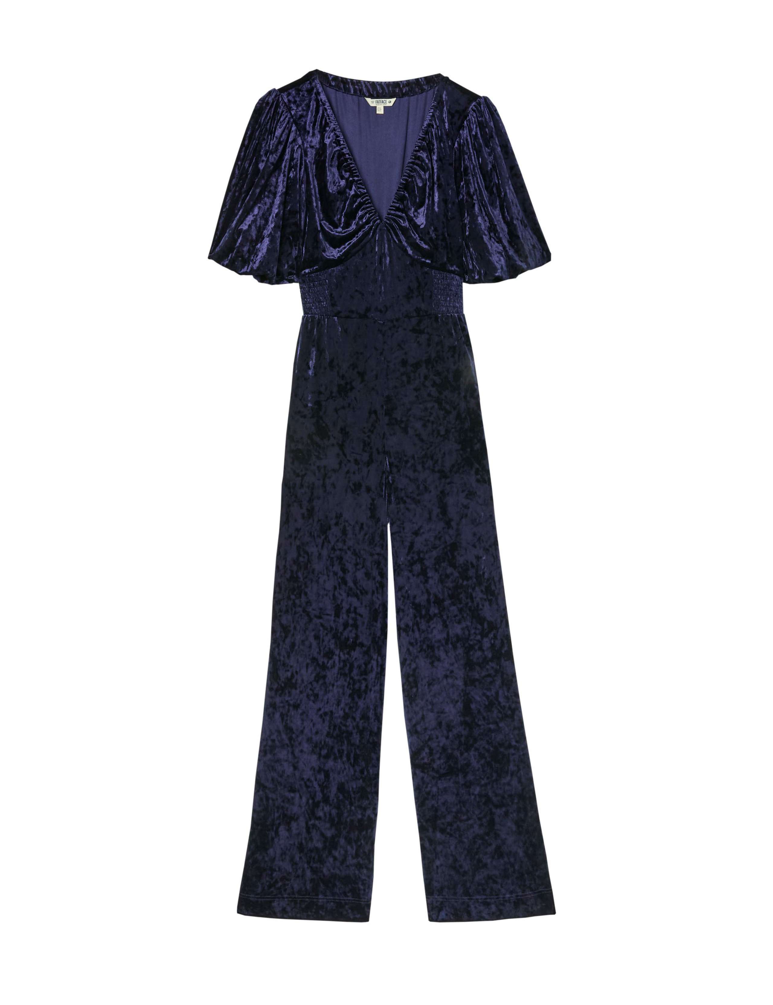 Velvet Short Sleeve Wide Leg Jumpsuit 2 of 6