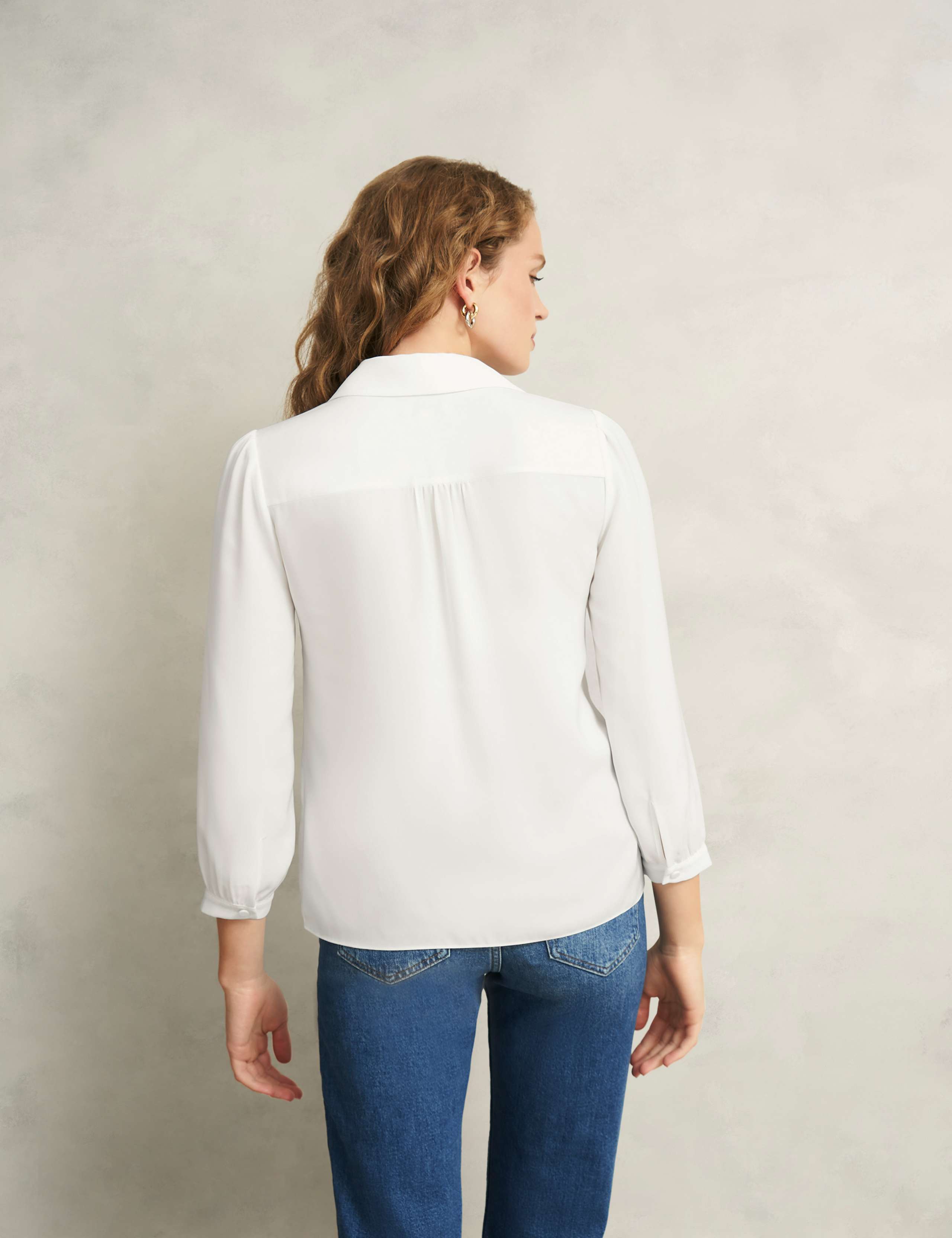 Collared Button Detail Blouson Sleeve Blouse 3 of 8