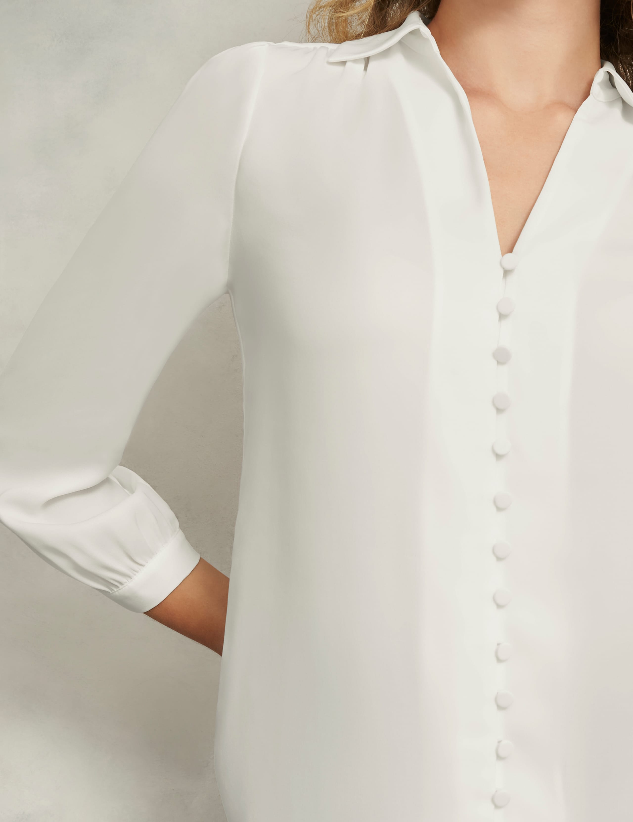Collared Button Detail Blouson Sleeve Blouse 4 of 8