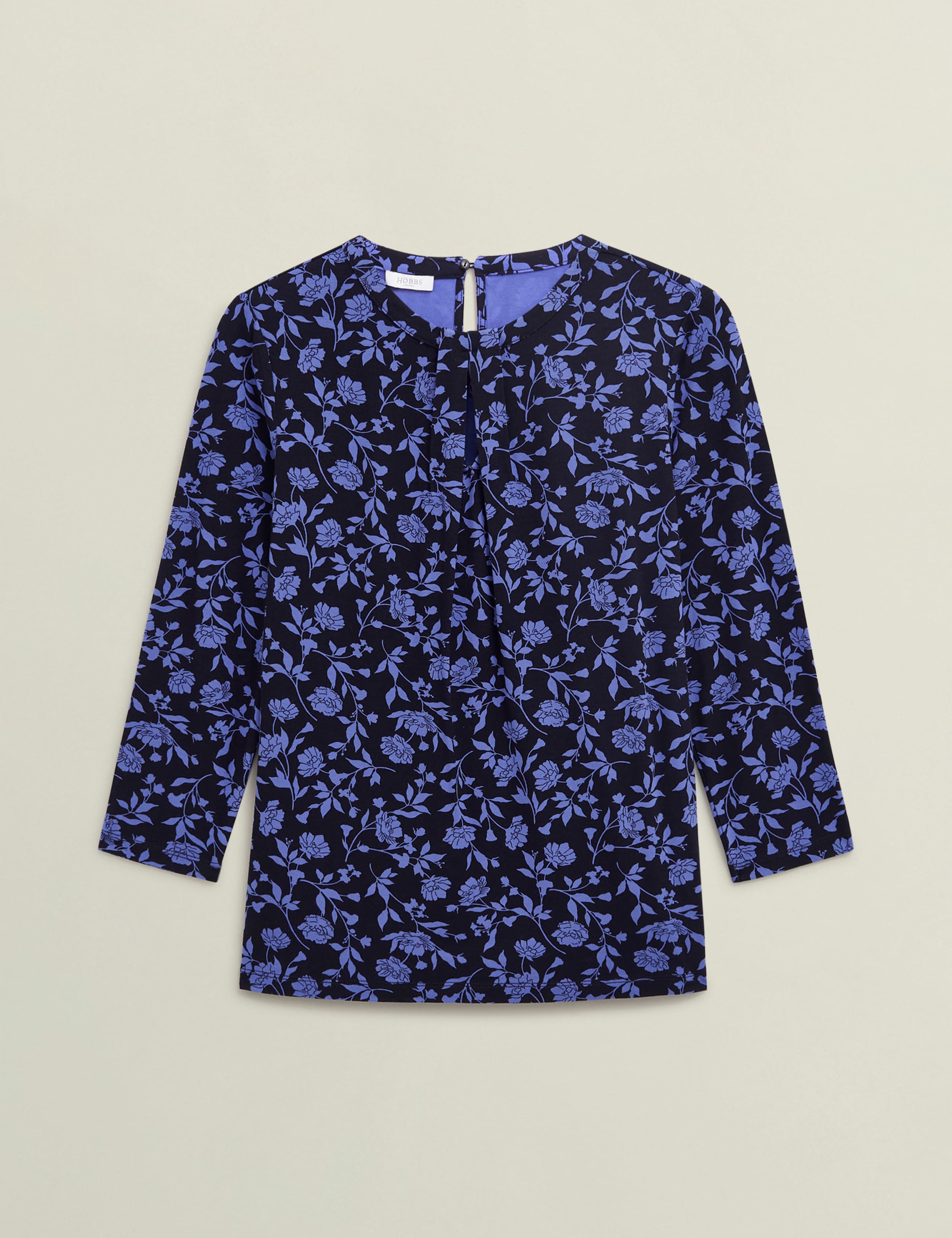 Jersey Floral Cut Out Keyhole Top 2 of 7