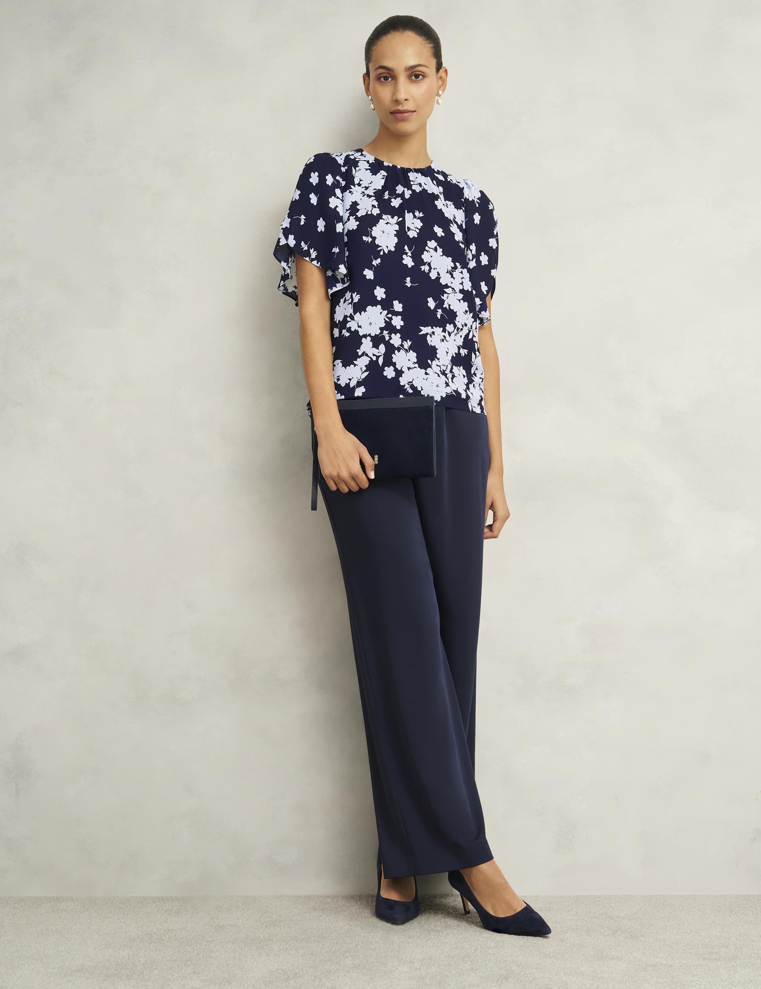 Chiffon Floral Crew Neck Top 3 of 7