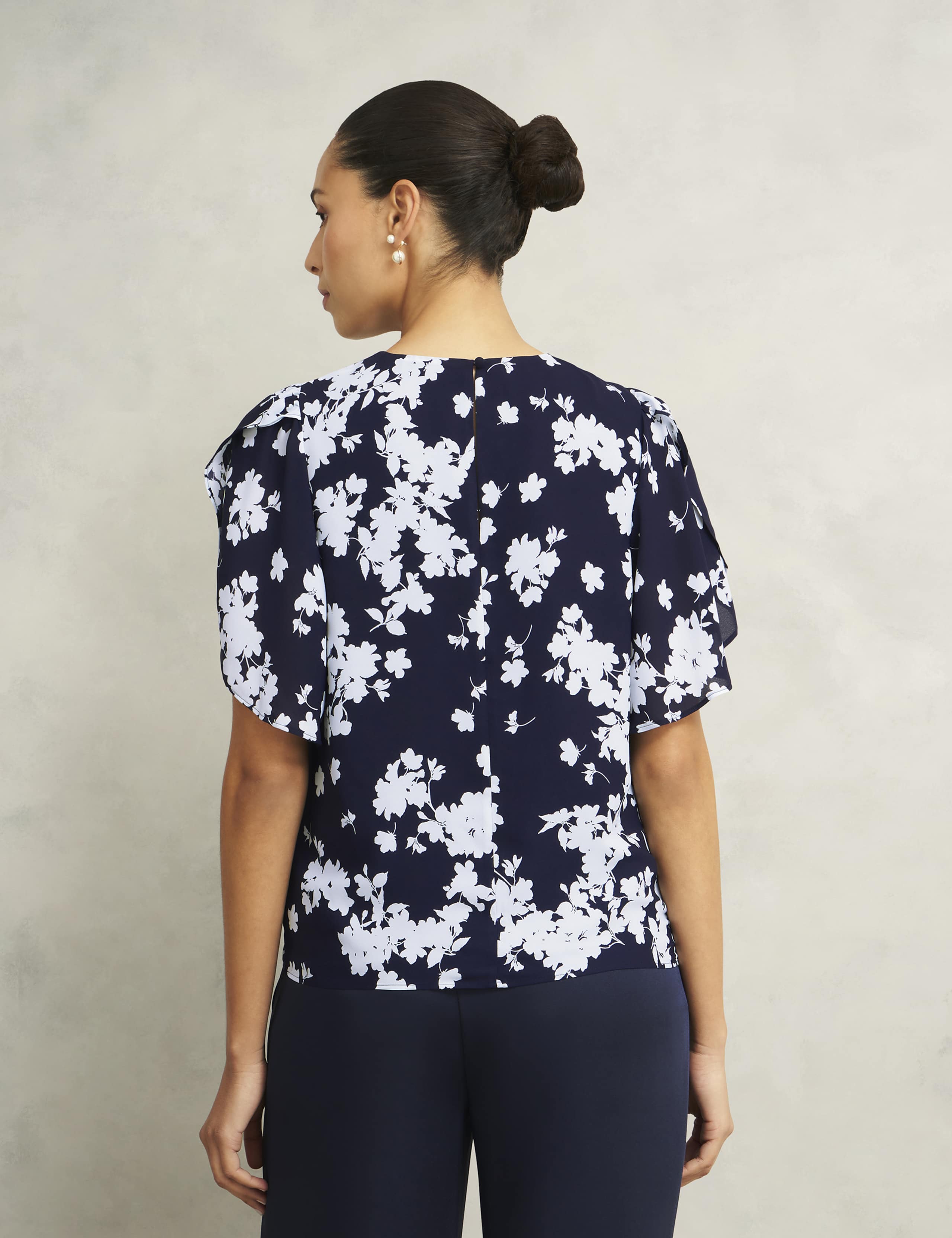 Chiffon Floral Crew Neck Top 4 of 7