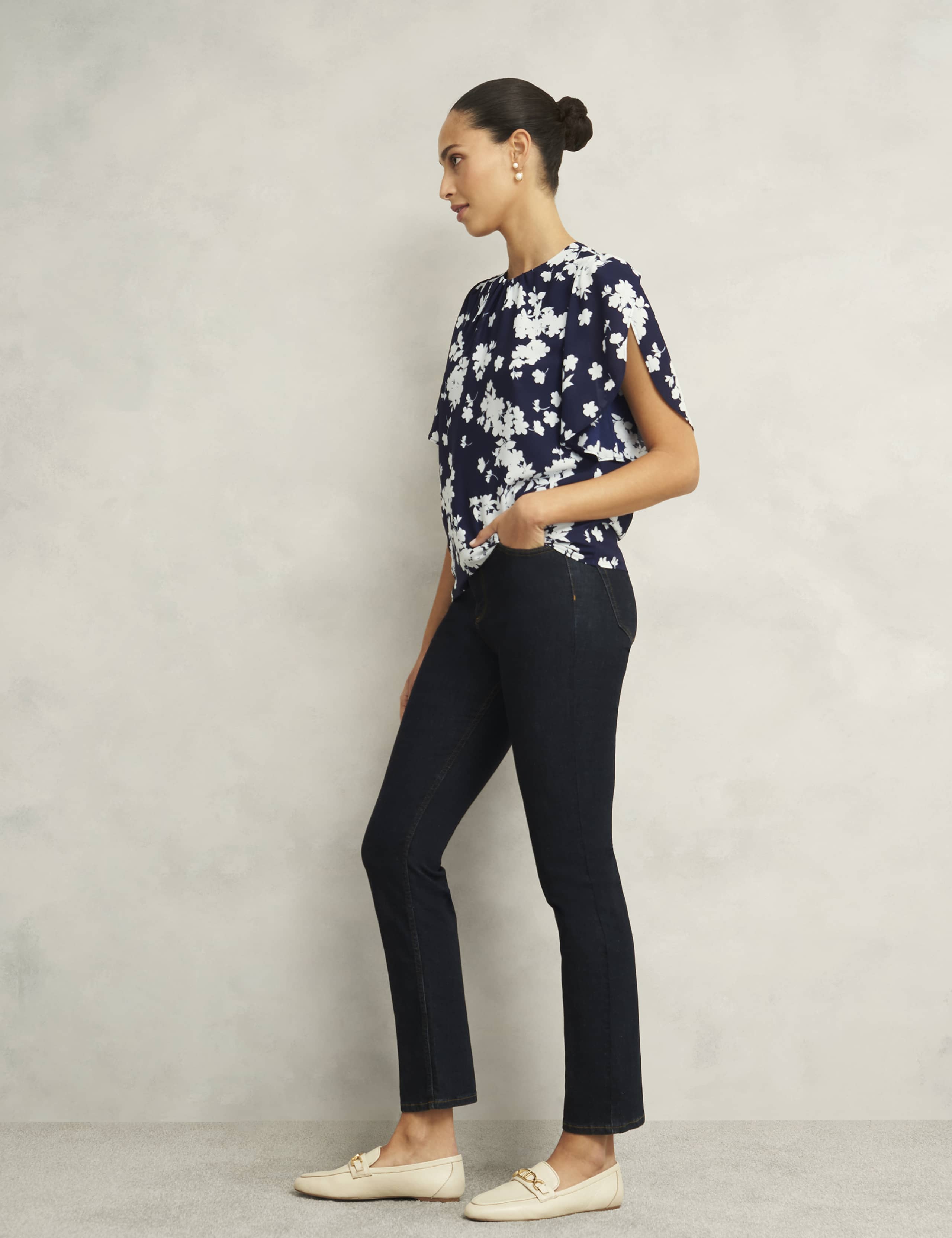 Chiffon Floral Crew Neck Top 5 of 7