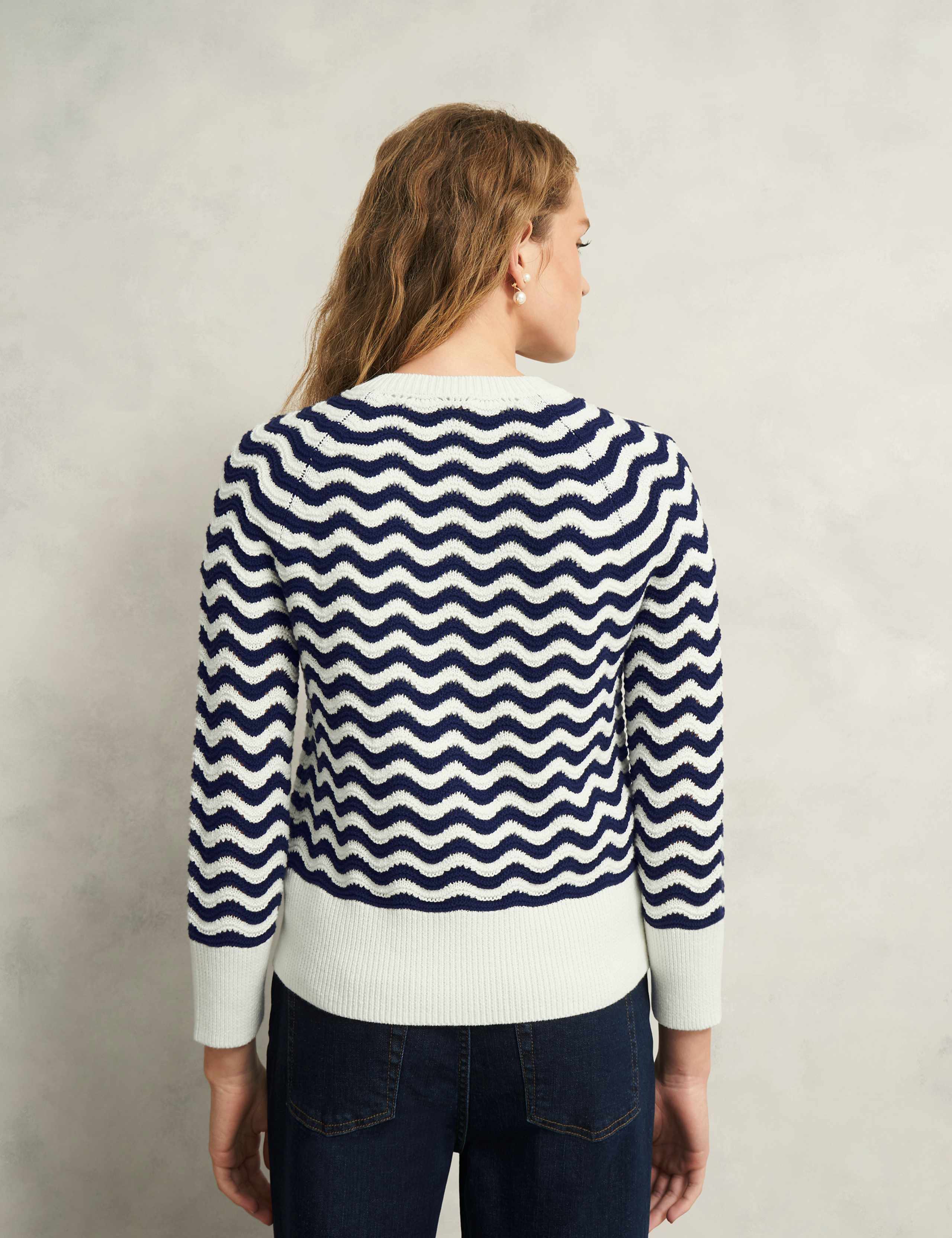 Pure Cotton Striped Pointelle Cardigan 4 of 8