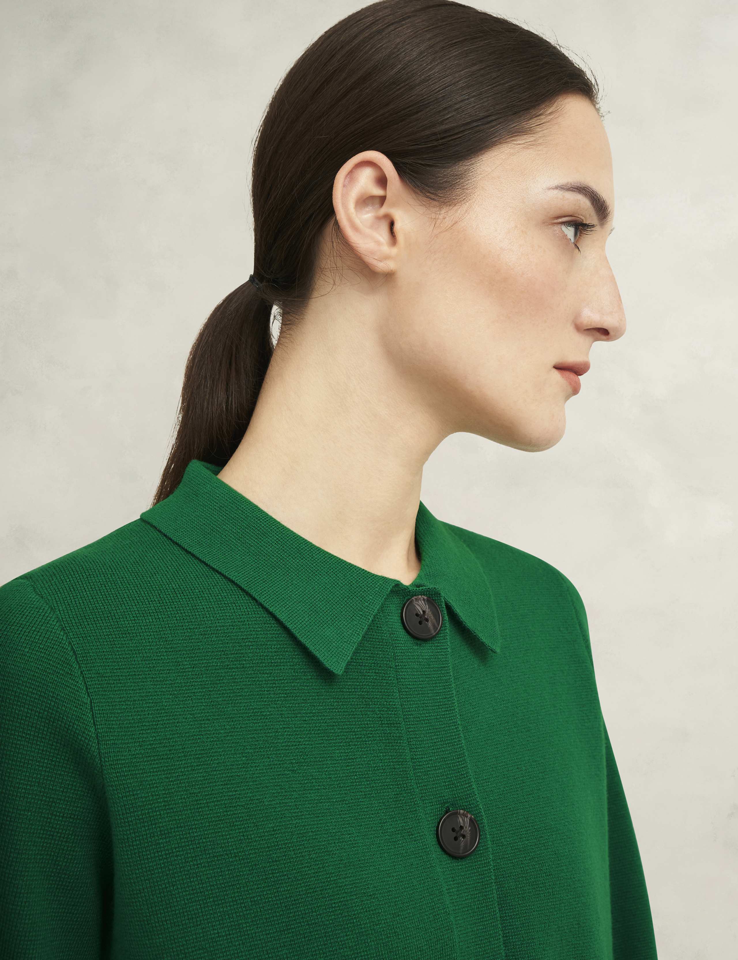 Merino Wool Blend Collared Knitted Jacket 5 of 9