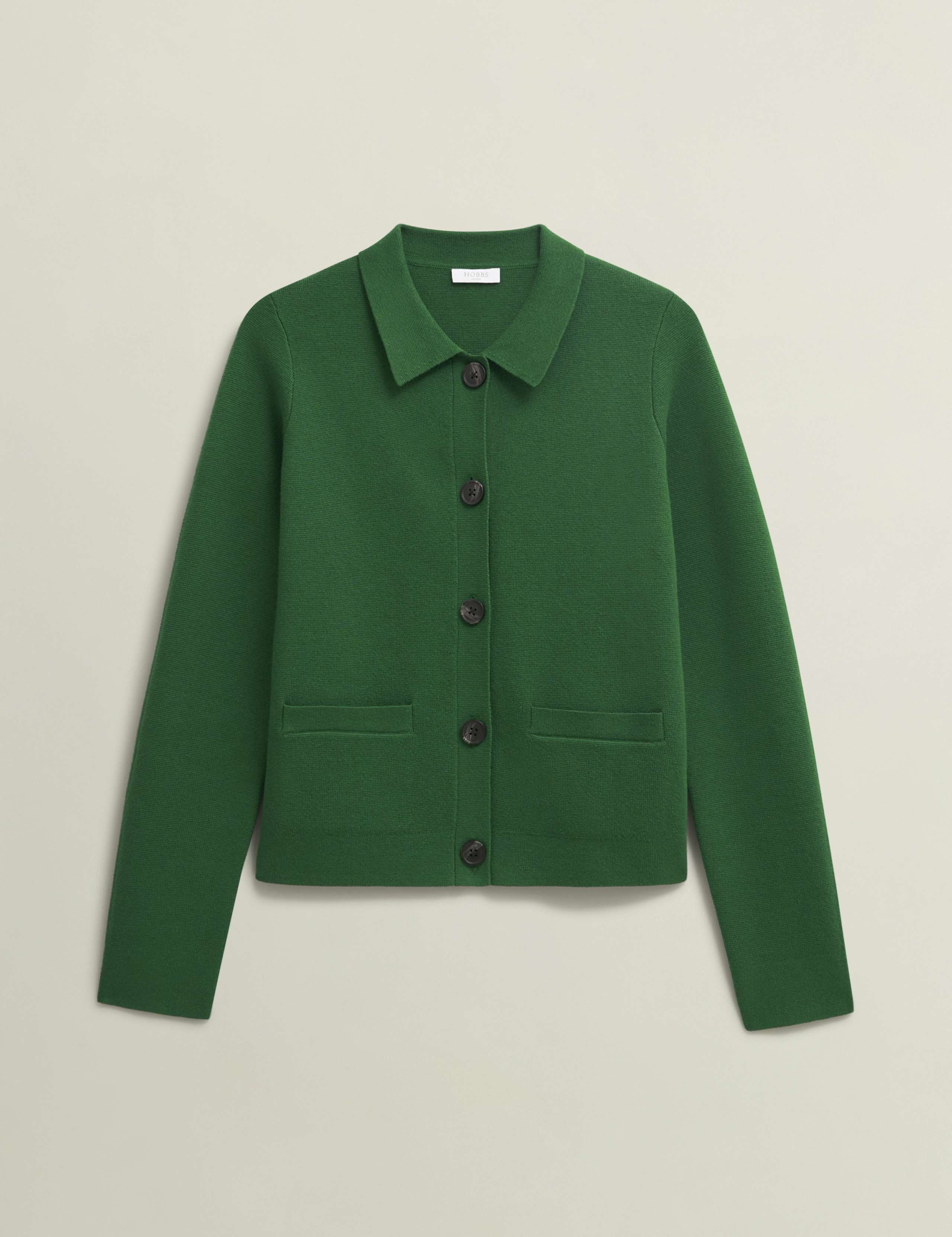 Merino Wool Blend Collared Knitted Jacket 2 of 9