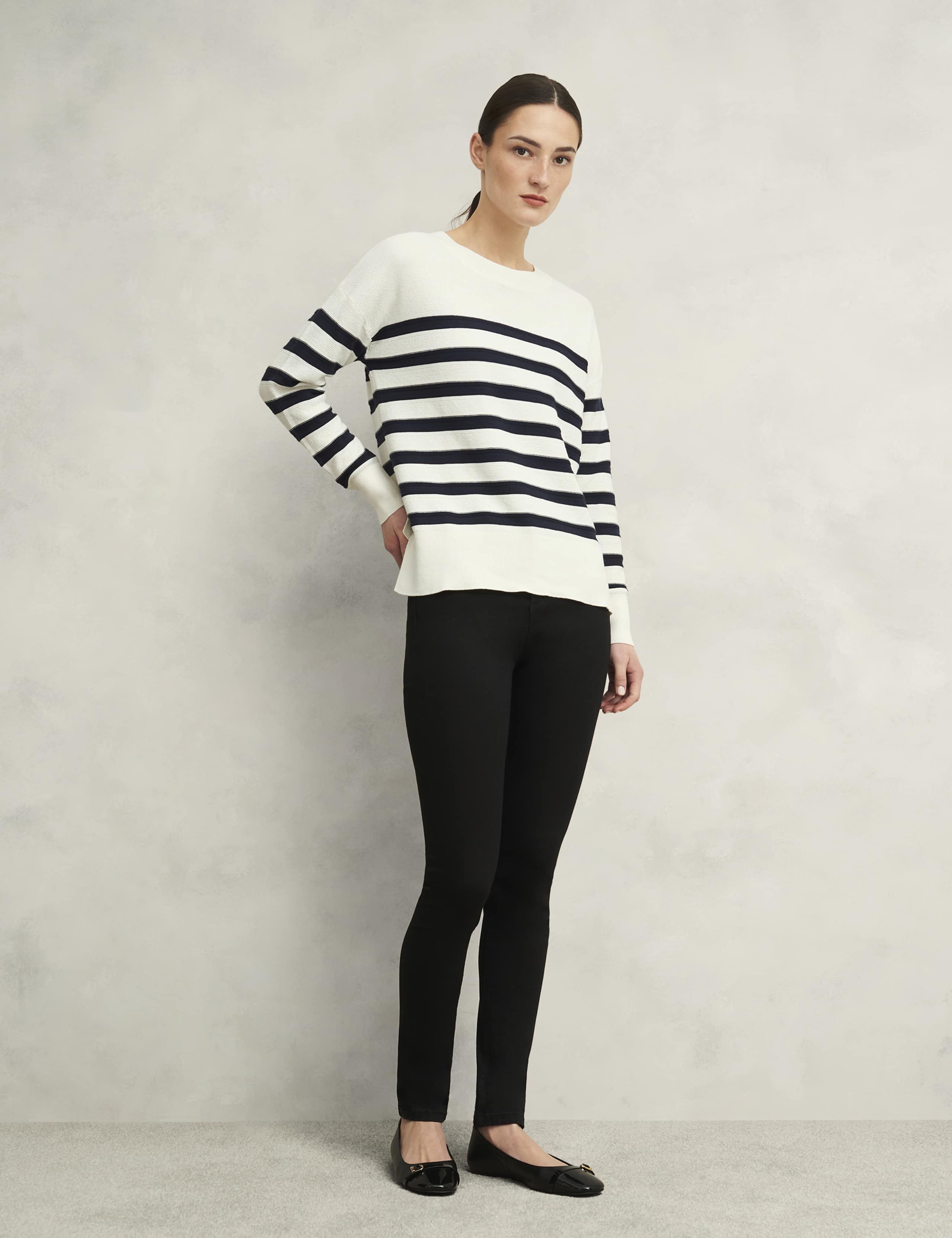Pure Cotton Textured Striped Jumper 3 of 8