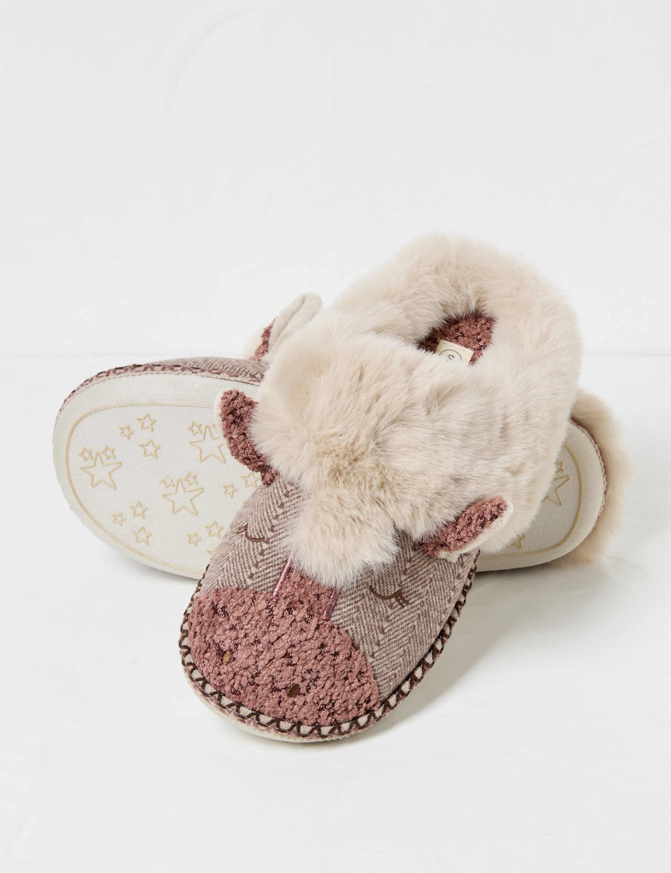 Embroidered Faux Fur Cuff Mule Slippers 2 of 2