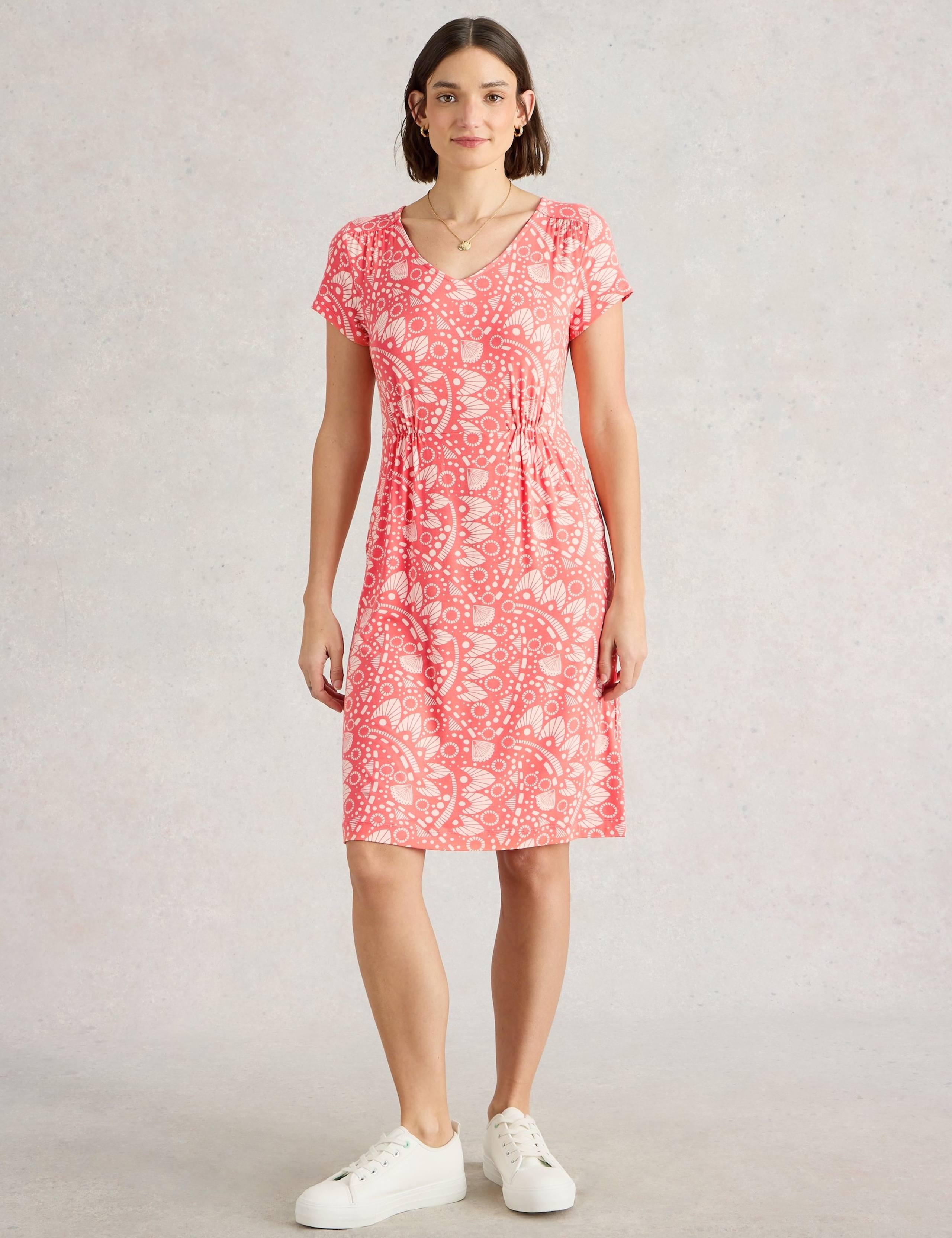 Jersey Printed V-Neck Knee Length Tea Dress 1 of 5
