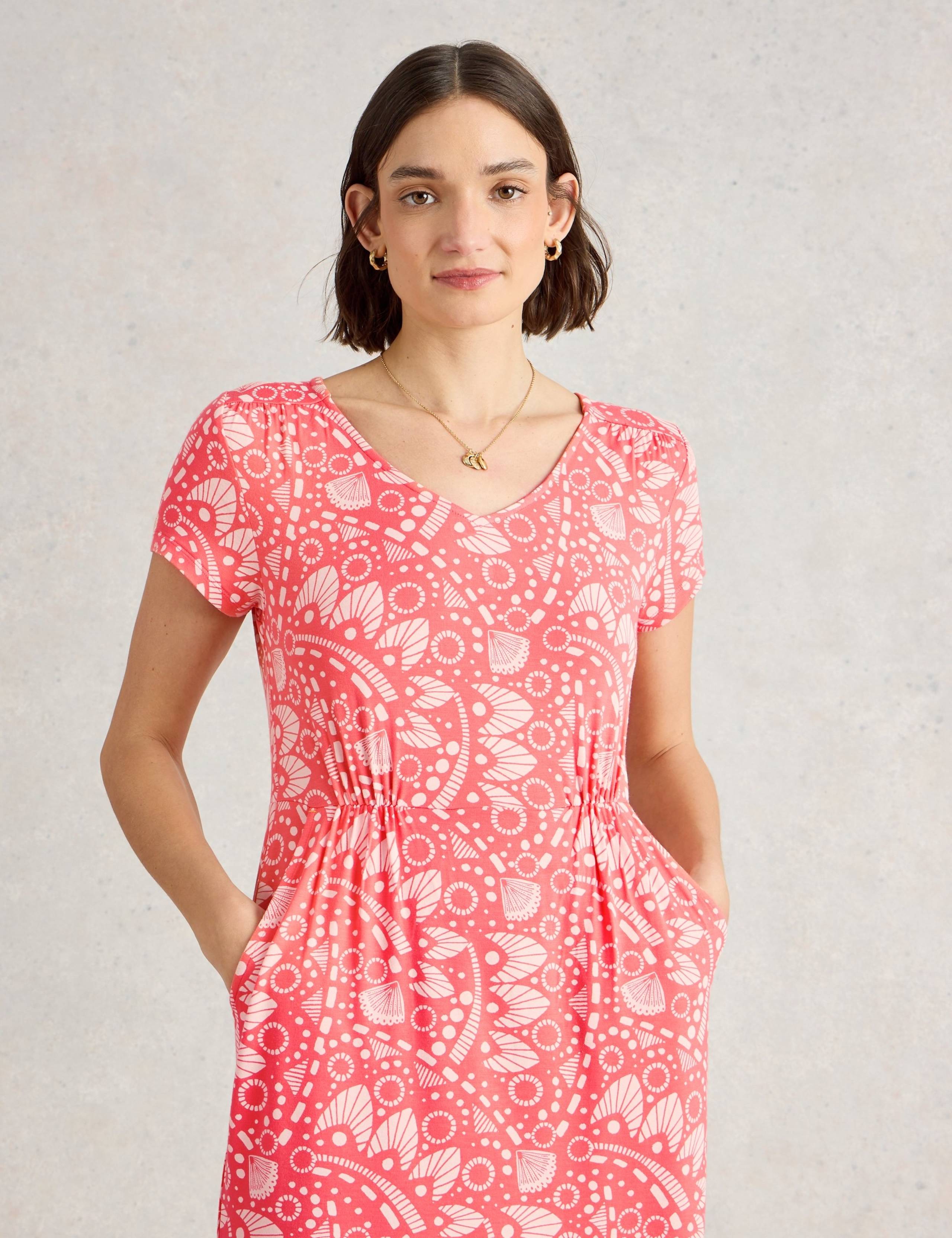 Jersey Printed V-Neck Knee Length Tea Dress 4 of 5