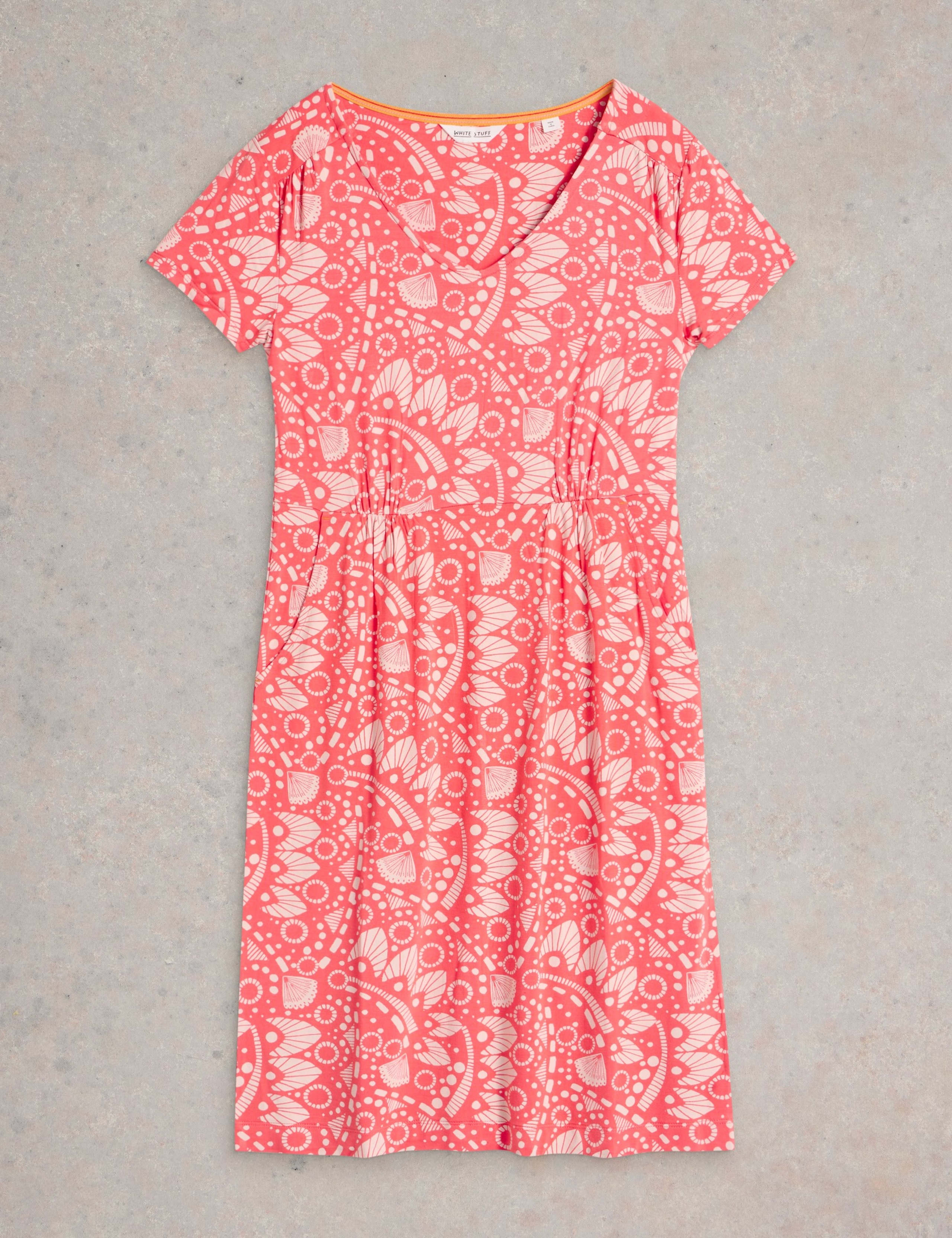 Jersey Printed V-Neck Knee Length Tea Dress 2 of 5