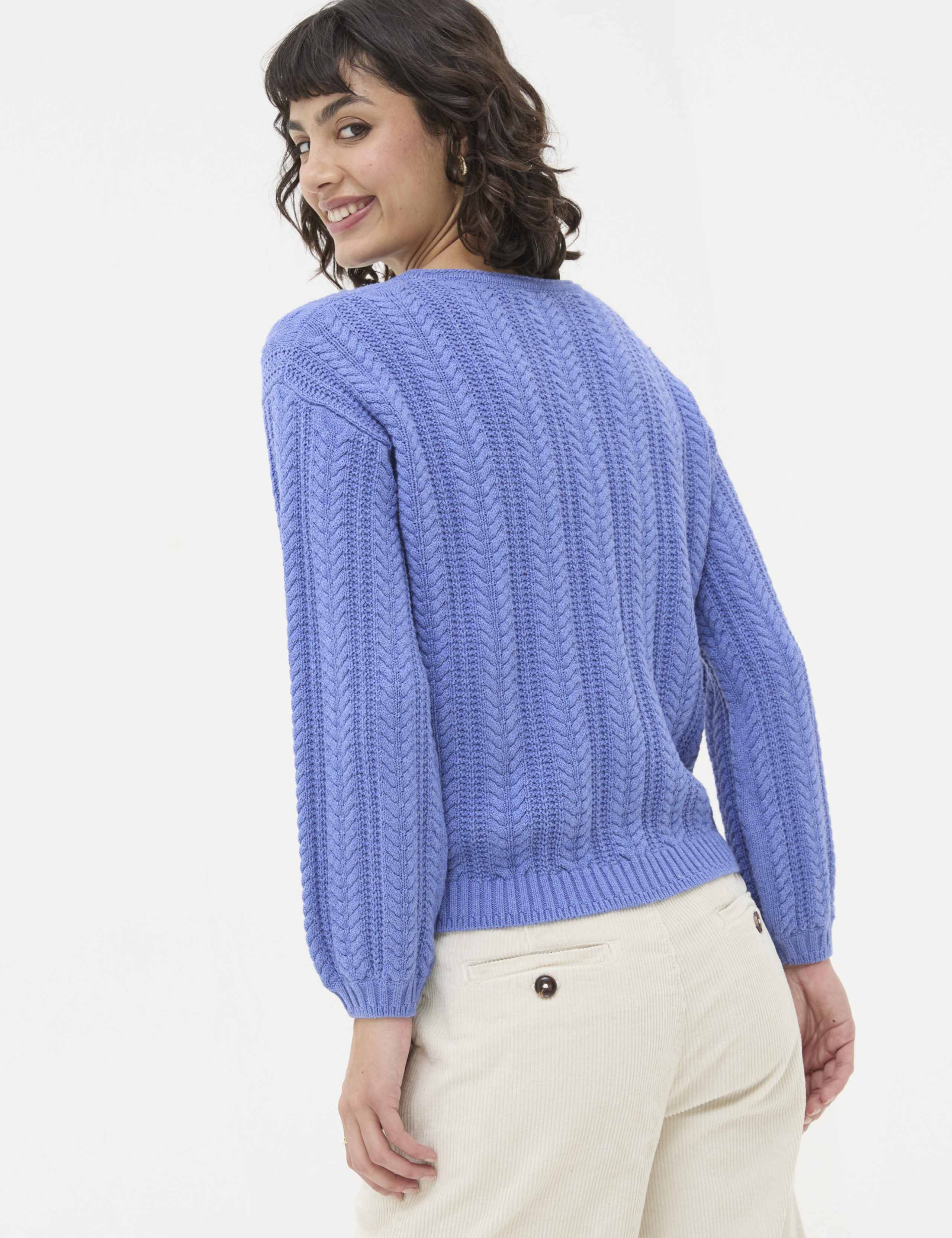 Pure Cotton Cable Knit Crew Neck Jumper 3 of 5