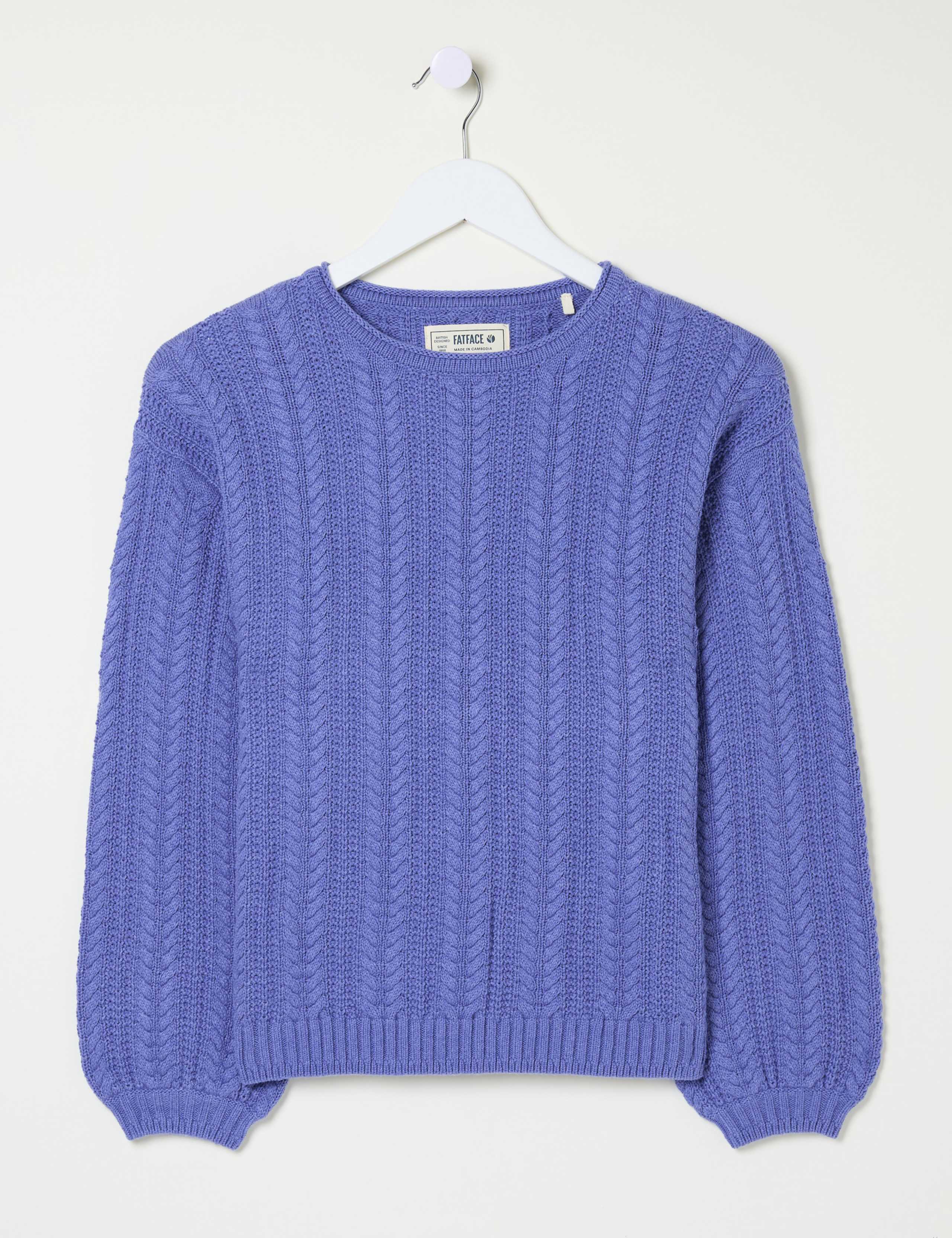 Pure Cotton Cable Knit Crew Neck Jumper 2 of 5