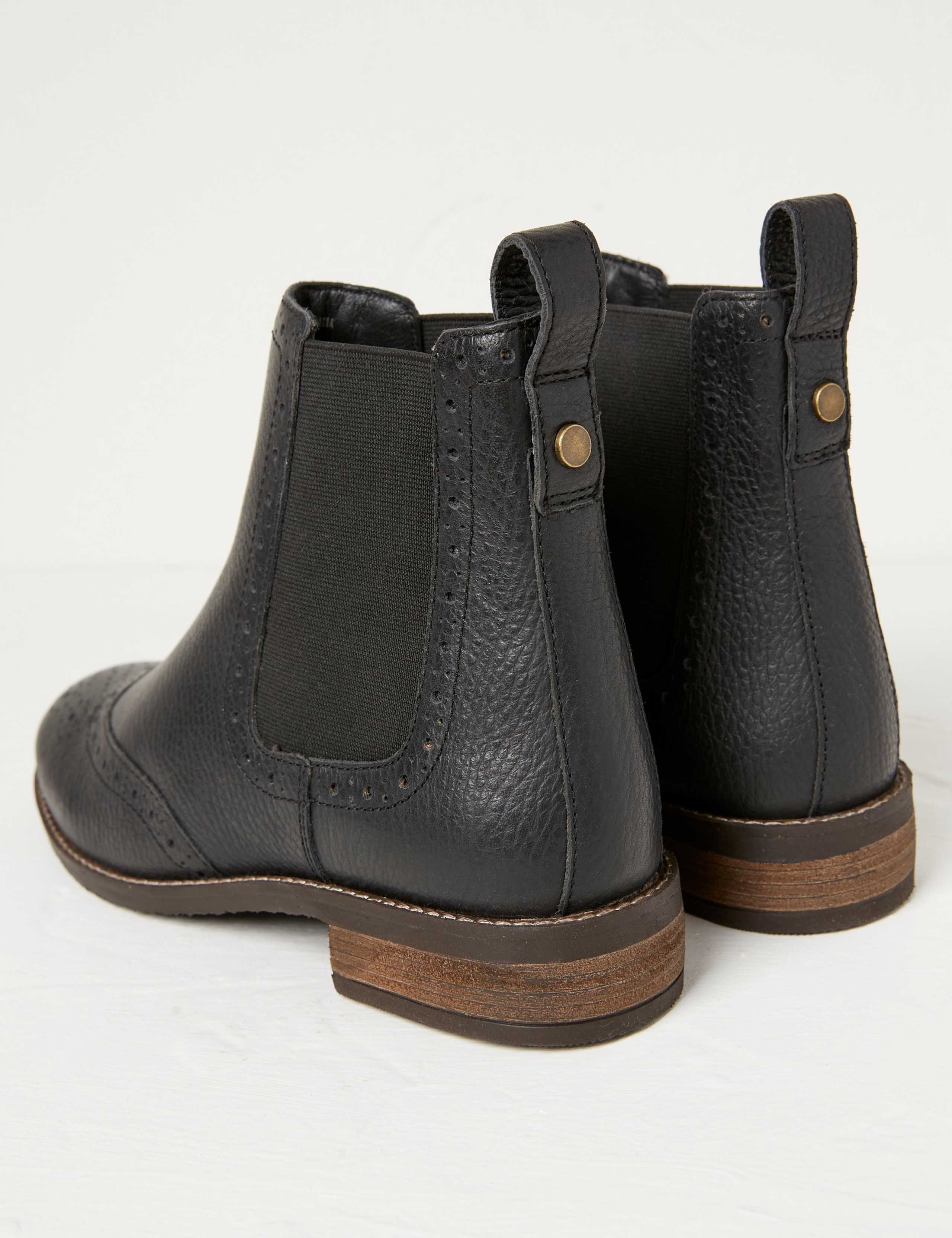 Leather Chelsea Block Heel Ankle Boots 3 of 4