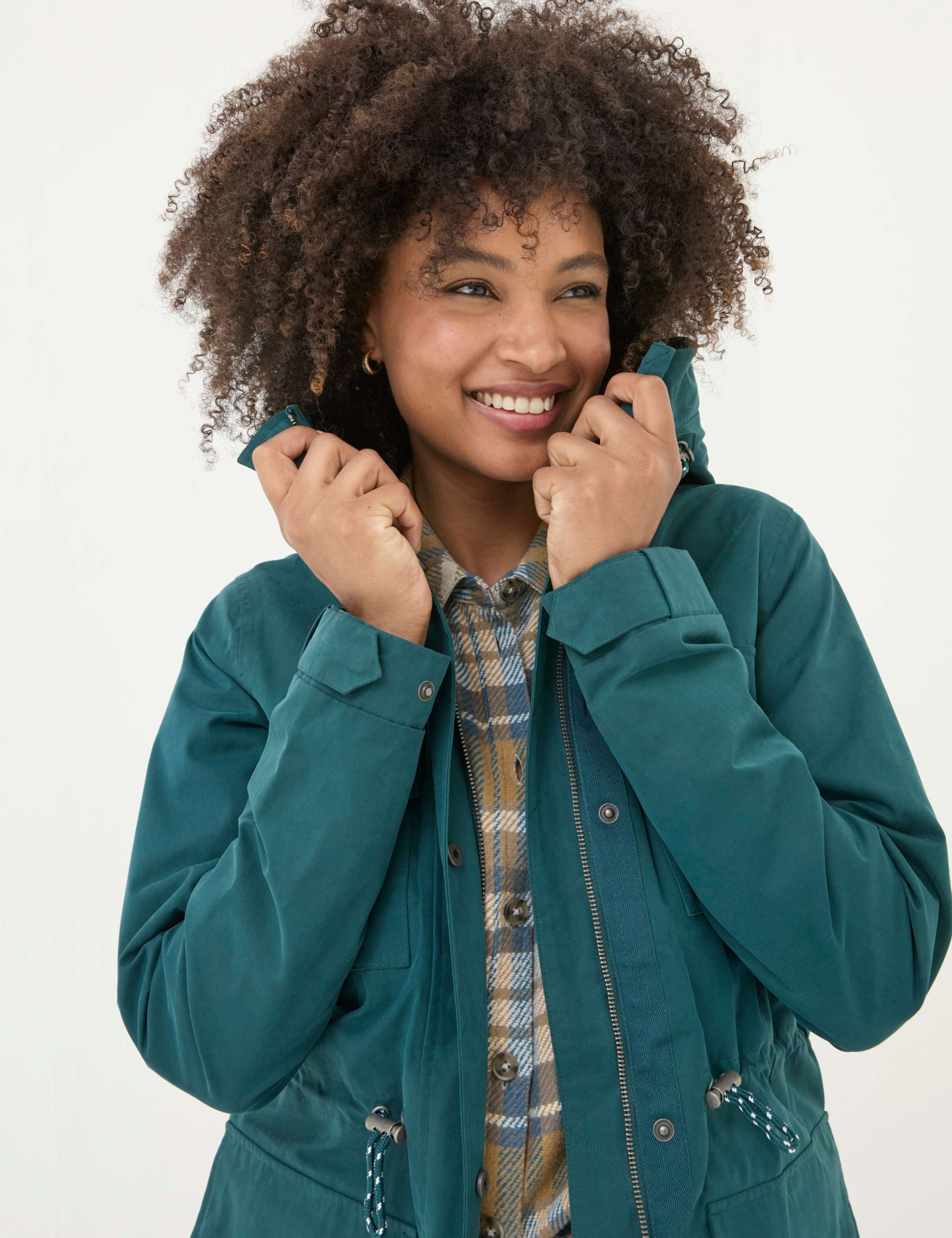 Cotton Blend Waterproof Waisted Longline Coat 4 of 5