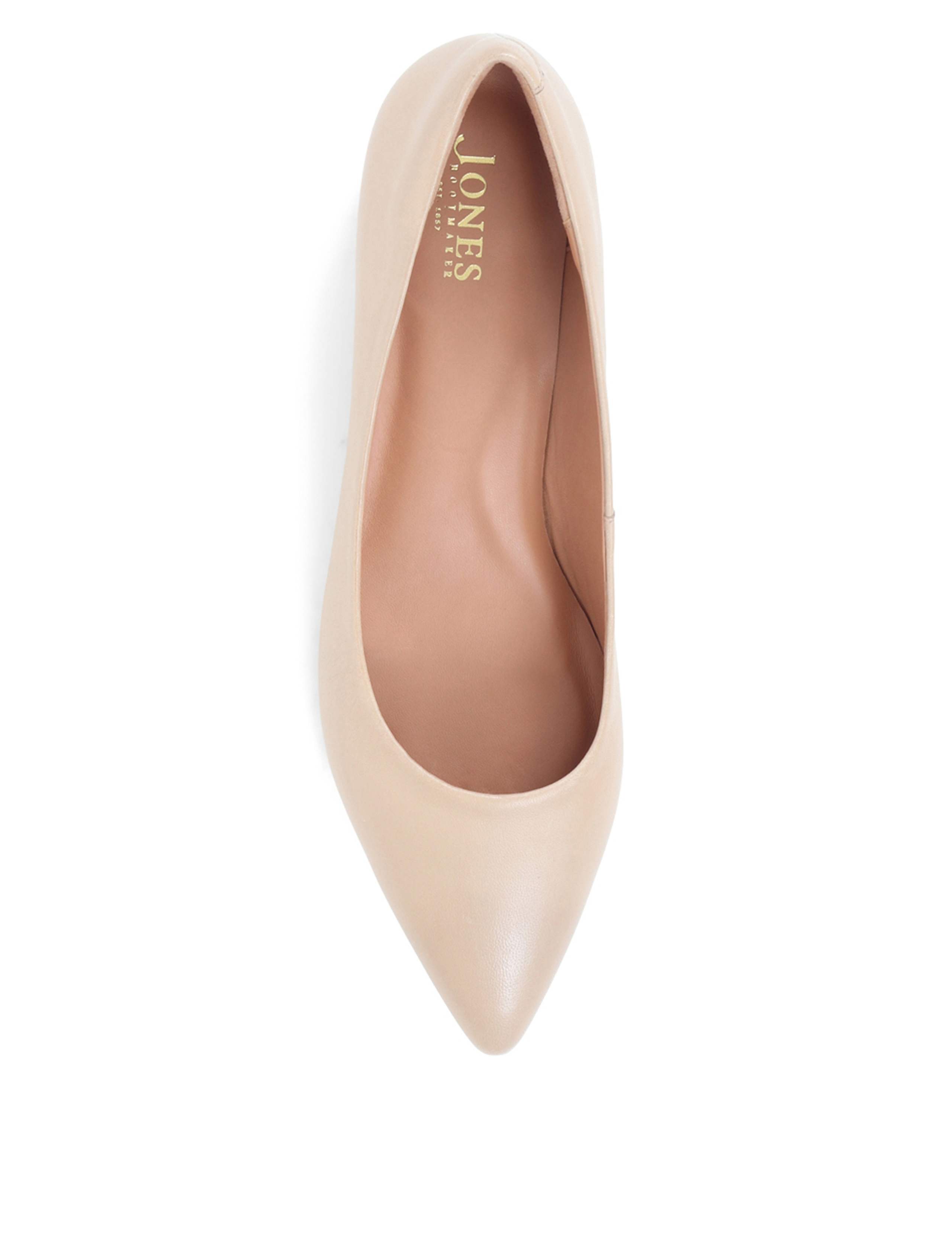 Leather Block Heel Pointed Court Shoes 4 of 7