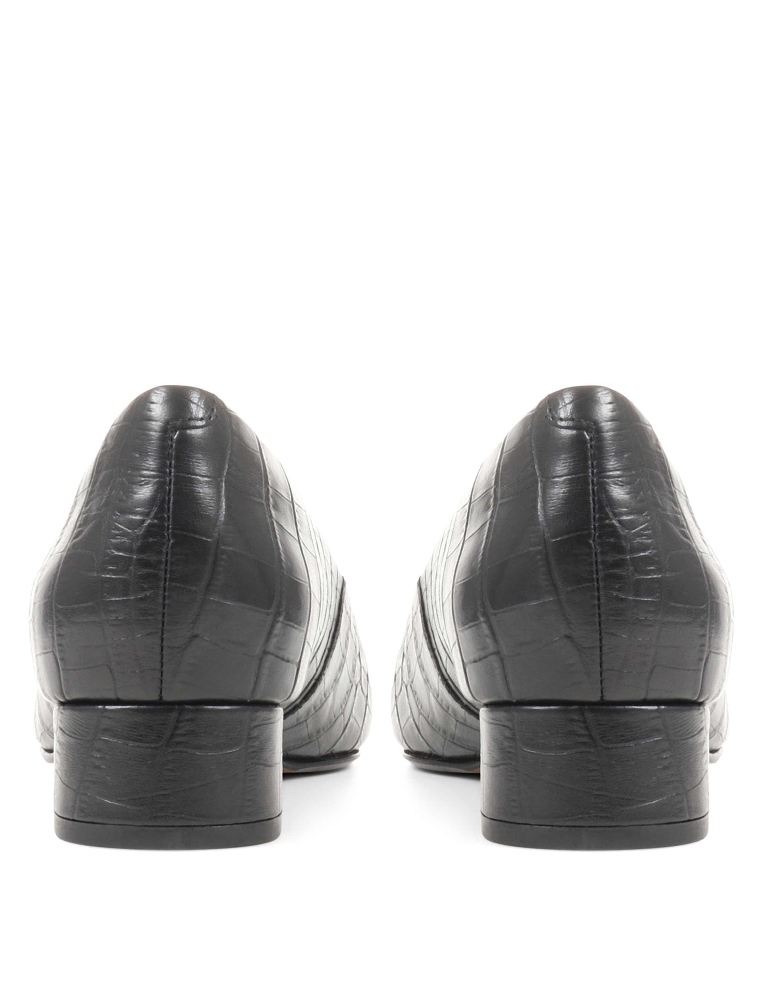 Leather Block Heel Pointed Court Shoes 5 of 7