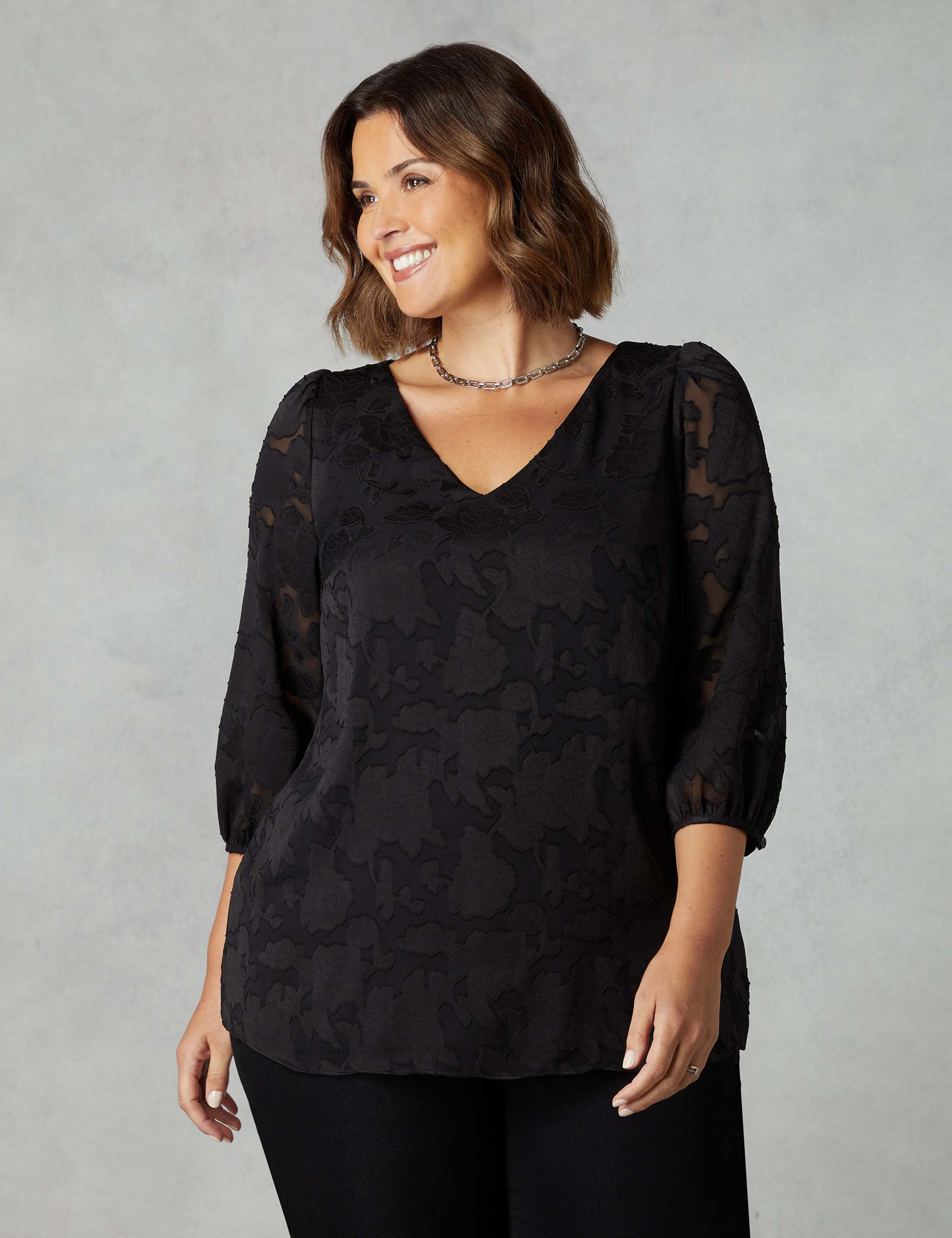 Mila | Women’s V-Neck Blouse with Puff Sleeves
