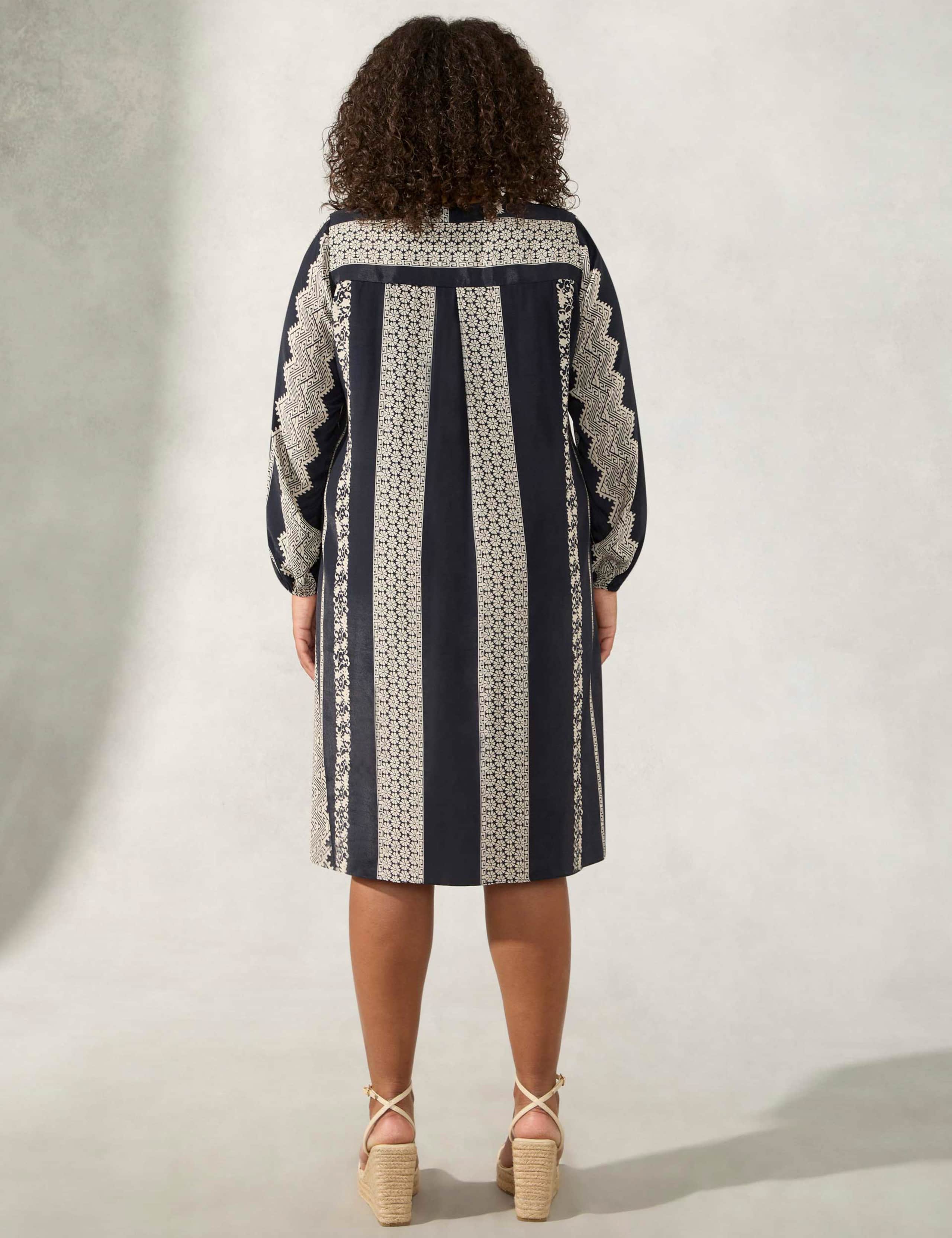 Striped V-Neck Knee Length Shift Dress 7 of 7