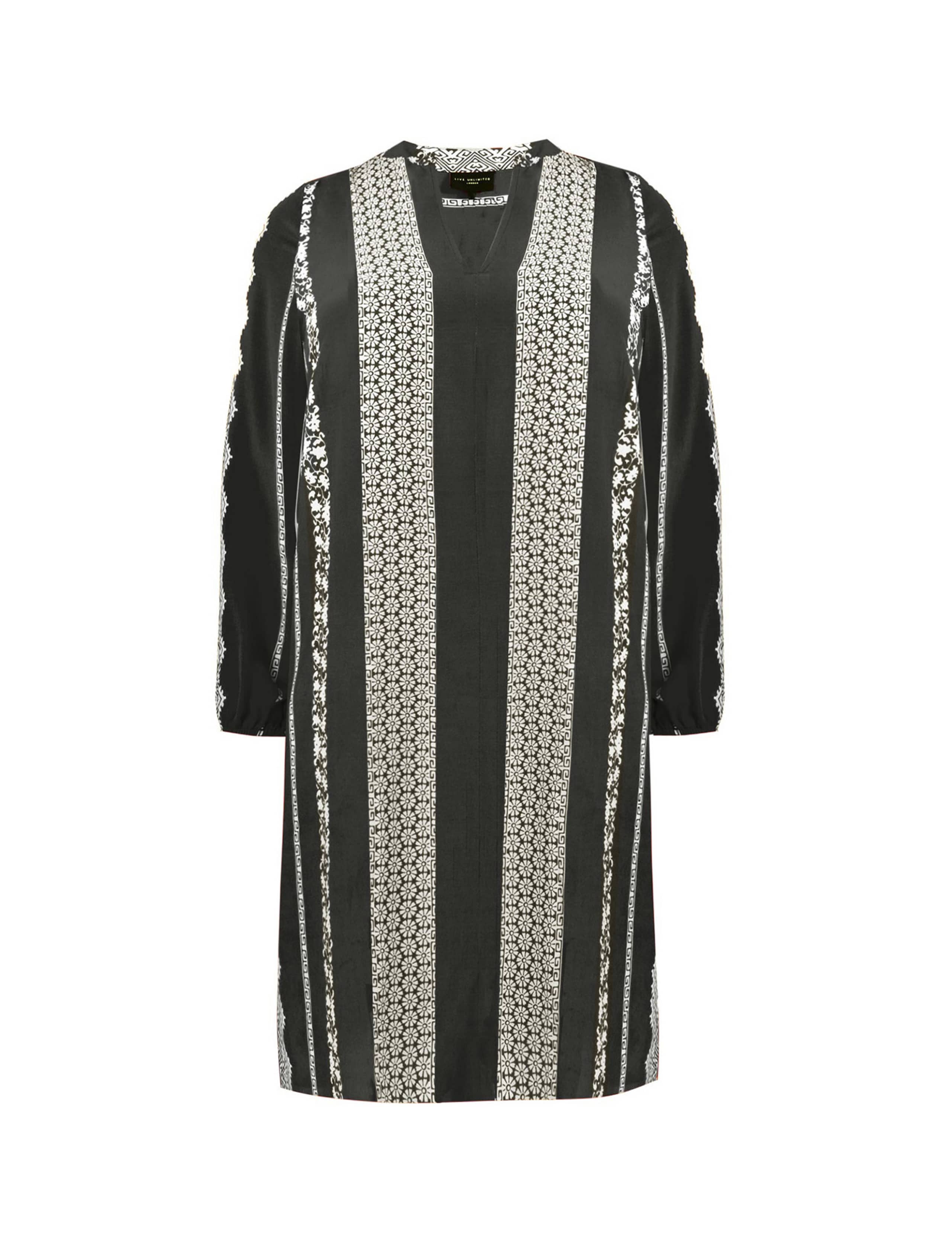 Striped V-Neck Knee Length Shift Dress 2 of 7