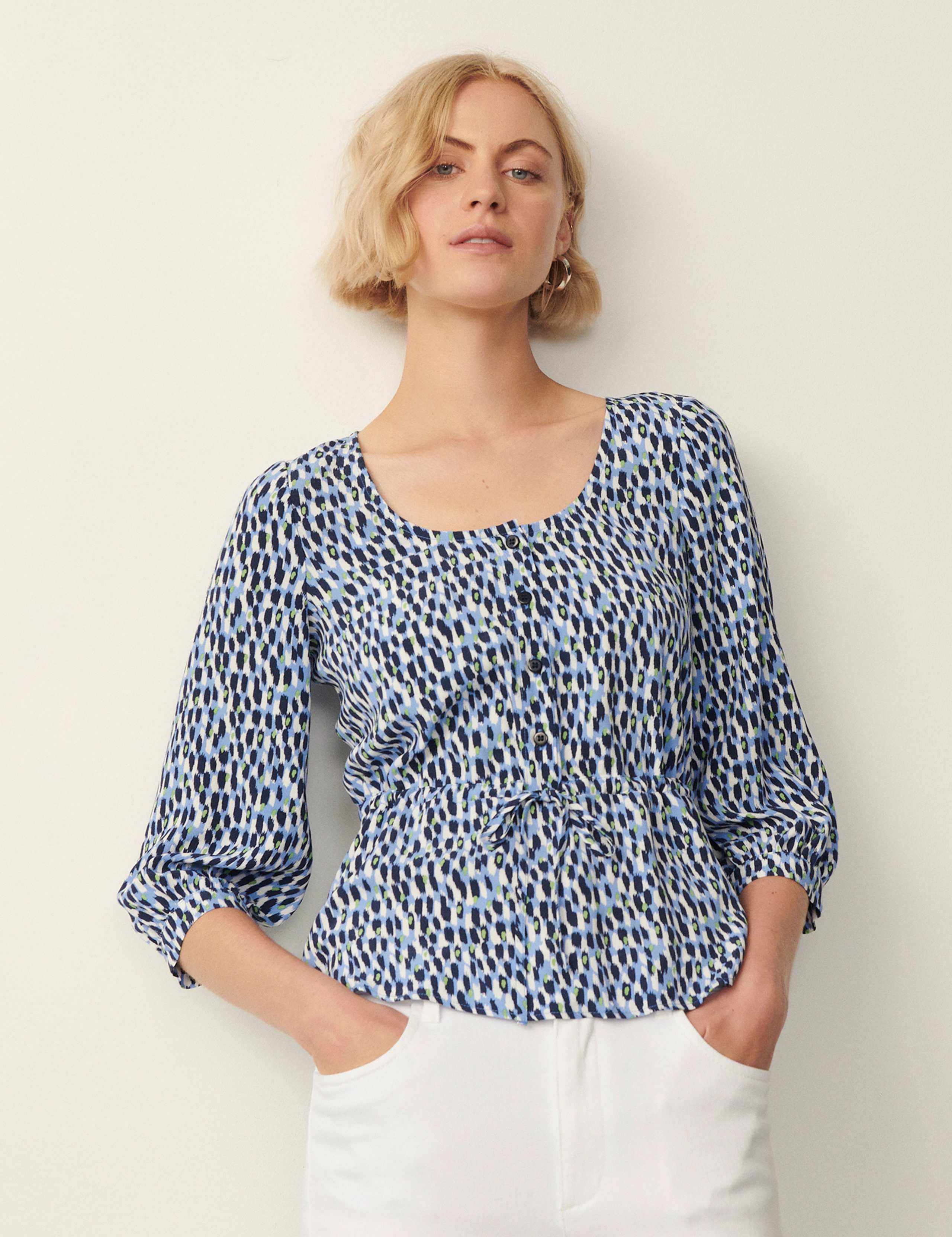 Printed Tie Front Top 2 of 4