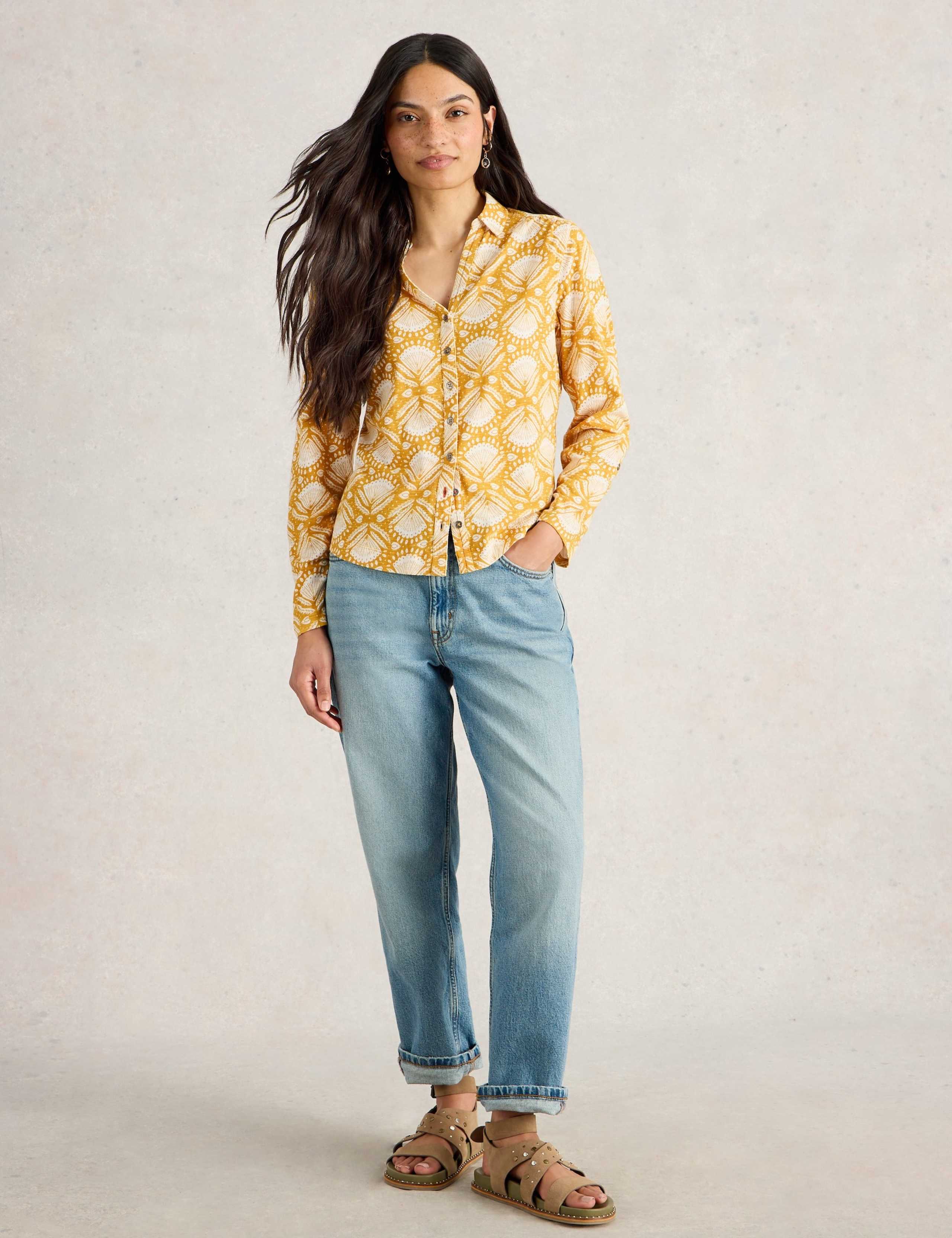 Pure Cotton Floral Button Through Annie Jersey Shirt 3 of 6