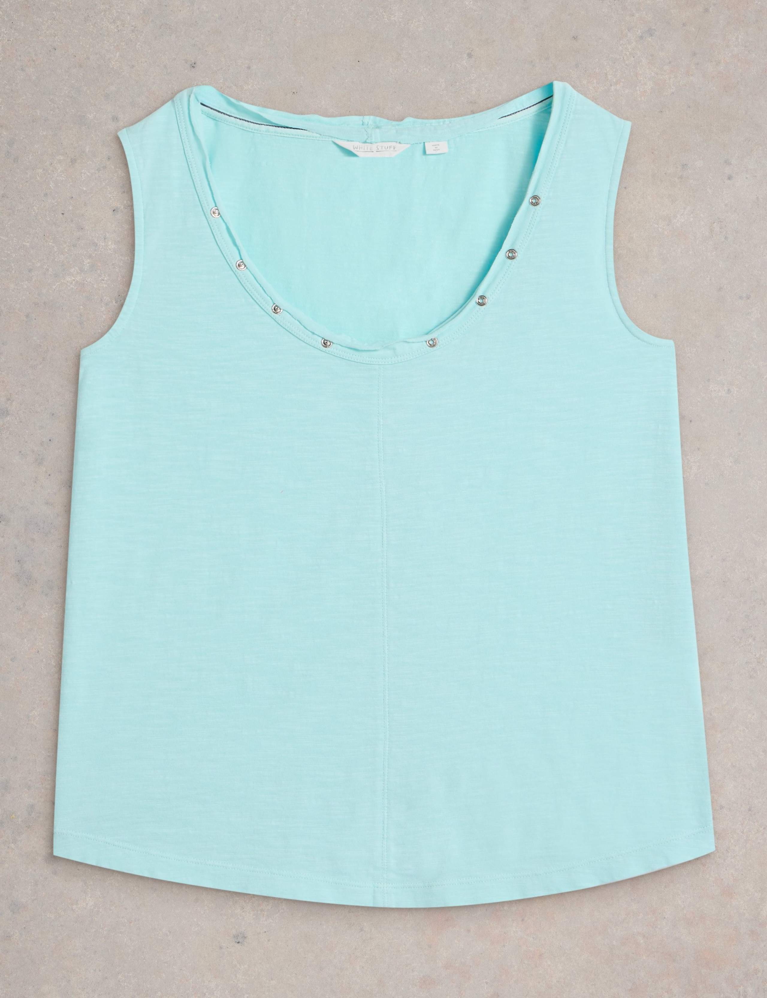 Pure Cotton Scoop Neck Button Detail Vest Top 2 of 6