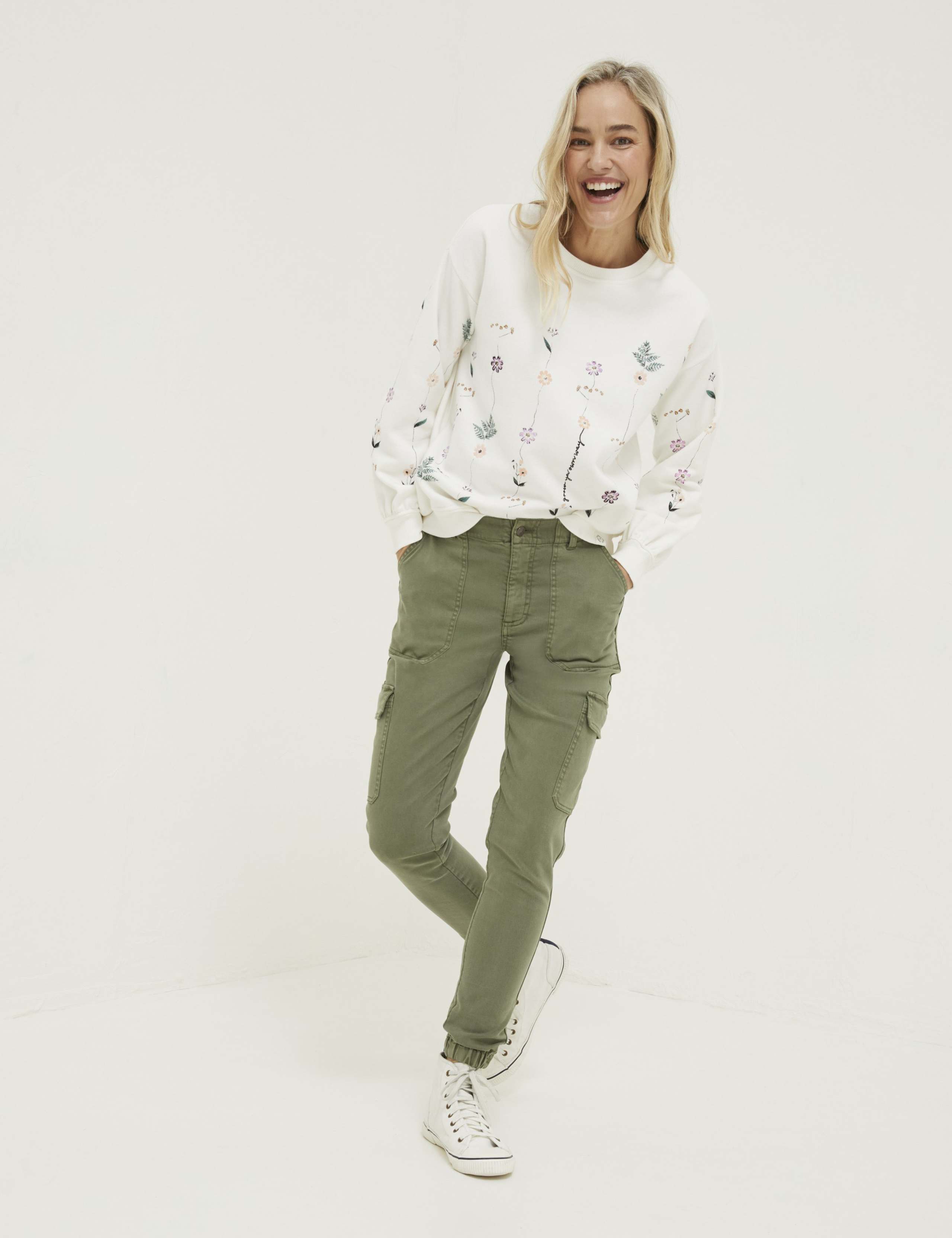 Cotton Rich Cargo Cuffed Trousers 1 of 4