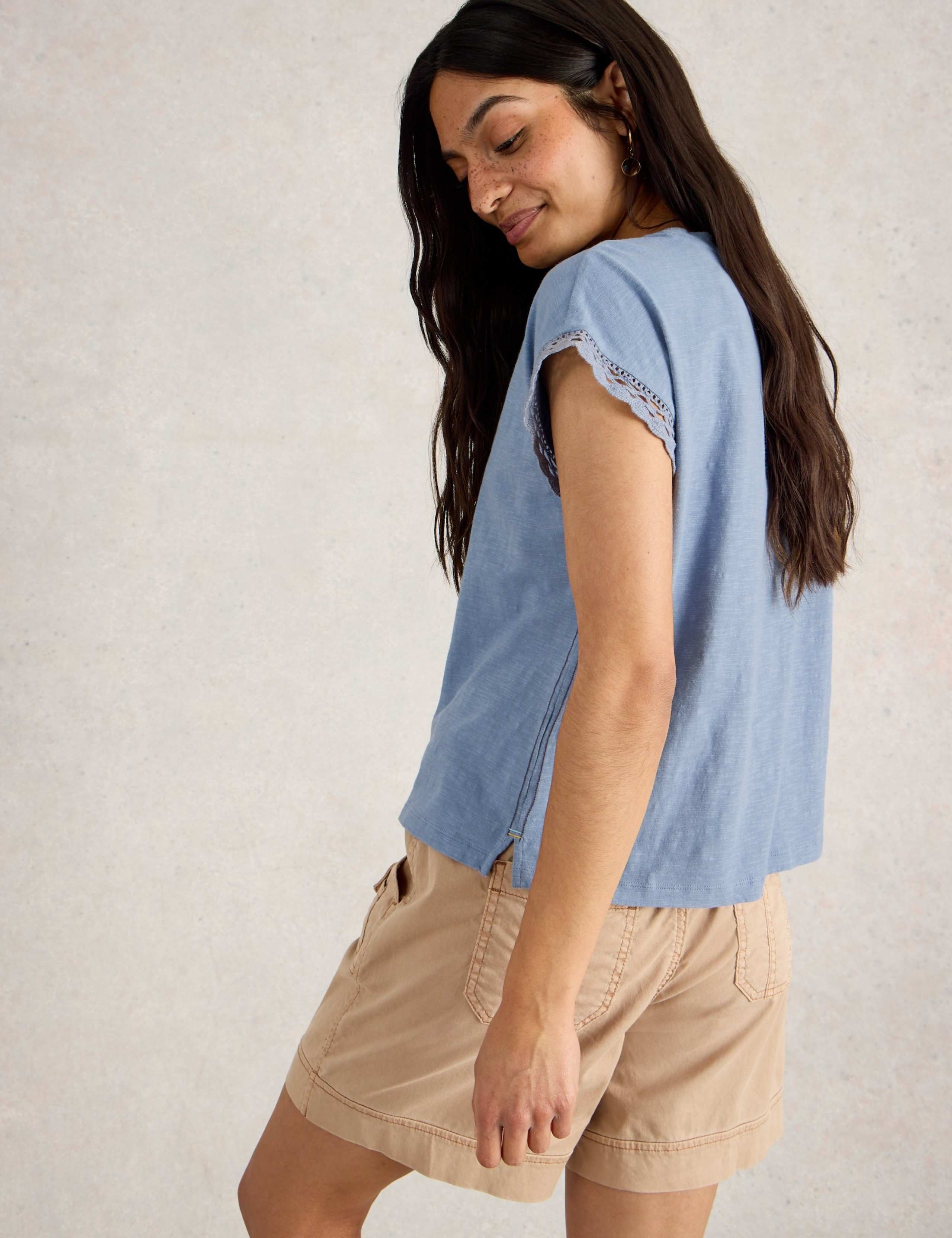 Pure Cotton Lace Trim T-Shirt 4 of 6
