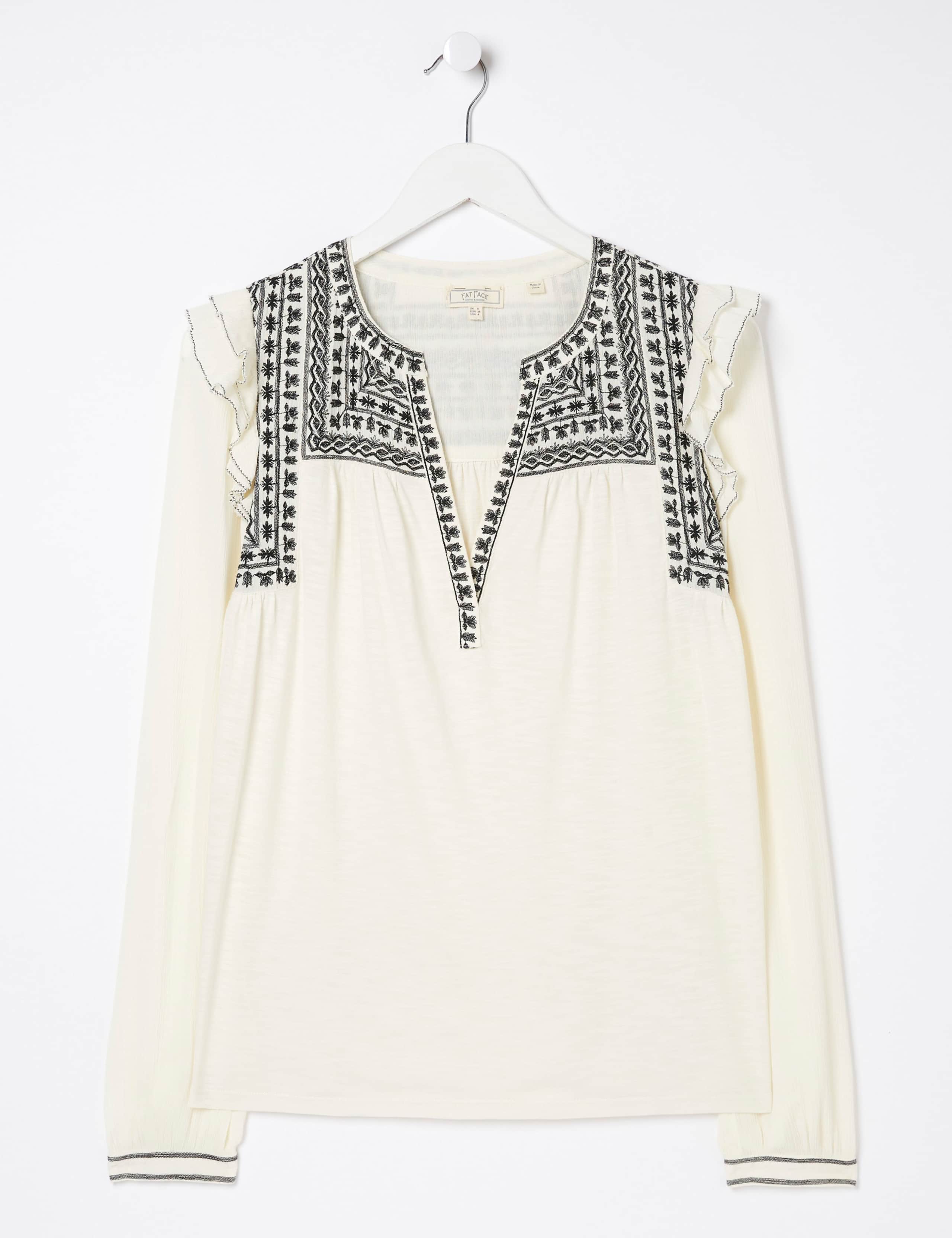 Pure Cotton Embroidered V-Neck Top 2 of 5