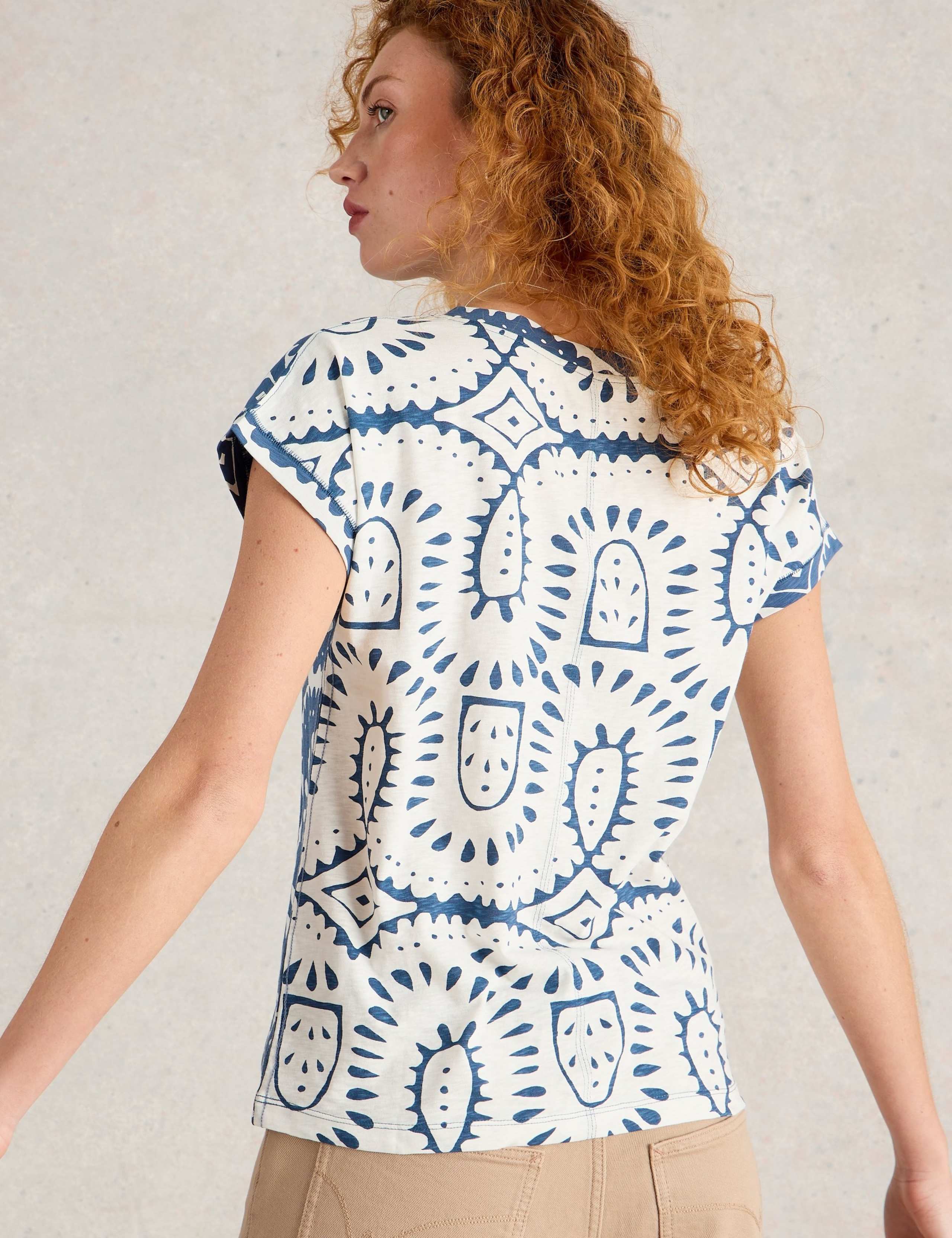 Pure Cotton Printed Notch Neck T-Shirt 4 of 6