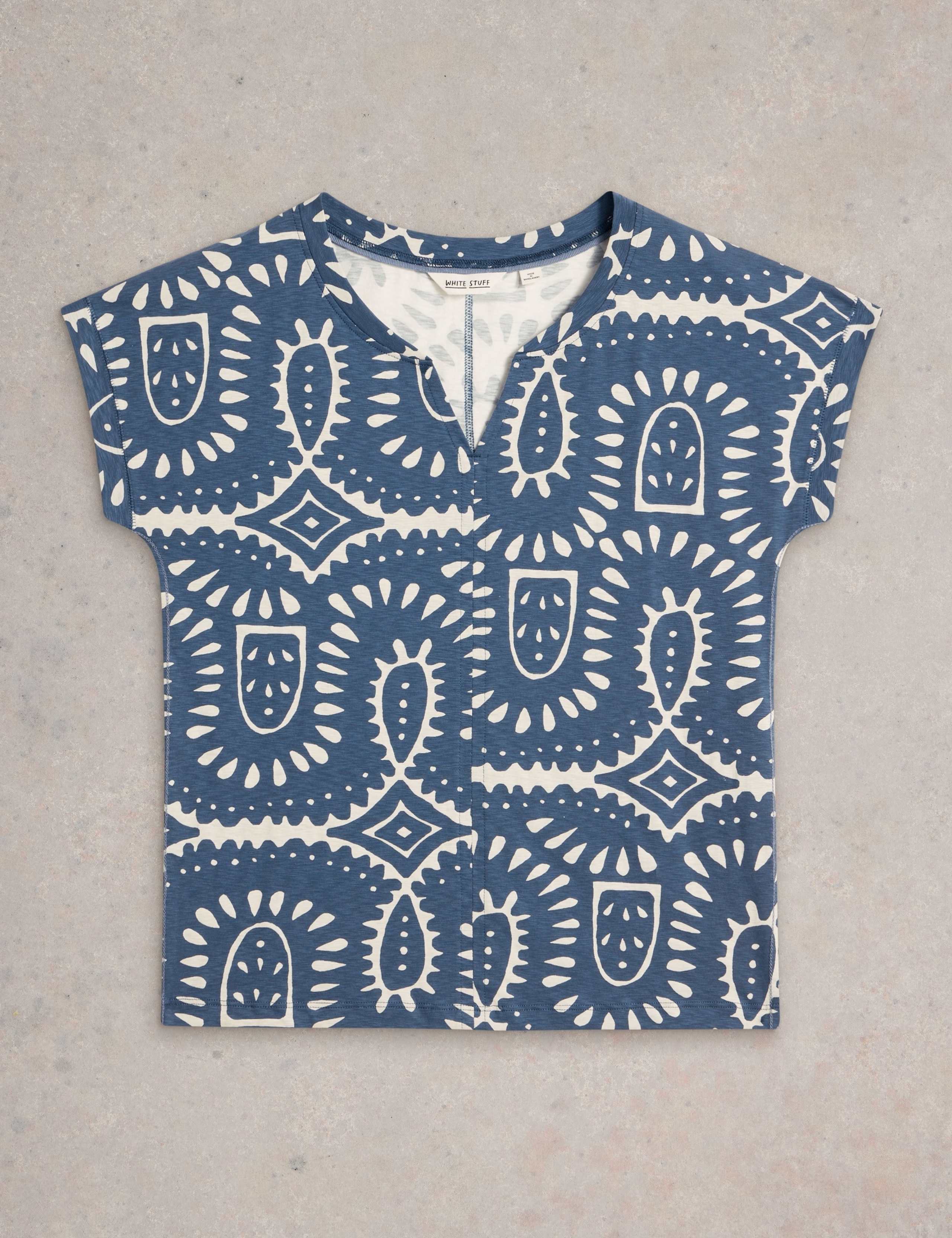 Pure Cotton Printed Notch Neck T-Shirt 2 of 6