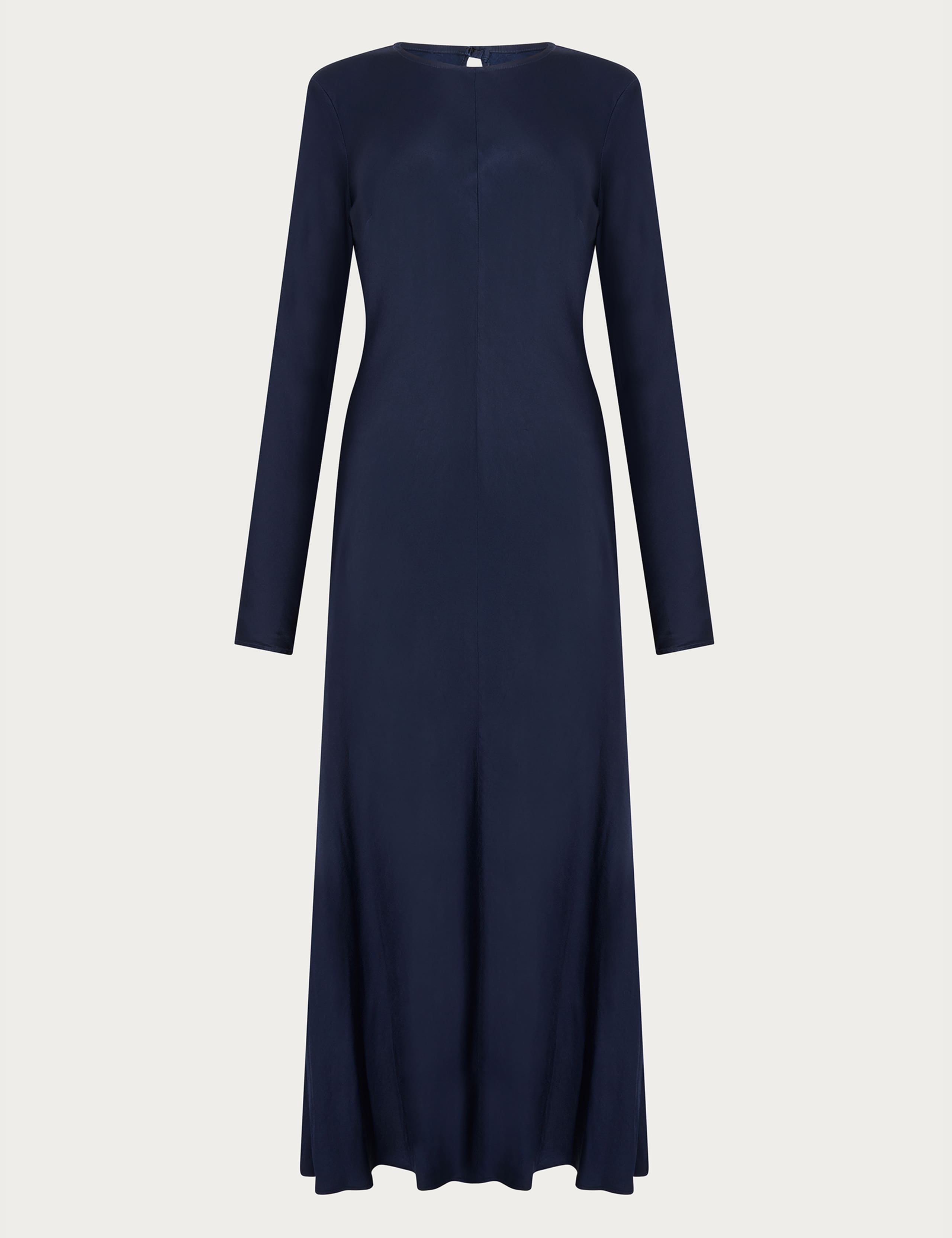 Satin Round Neck Midi Column Dress 2 of 6